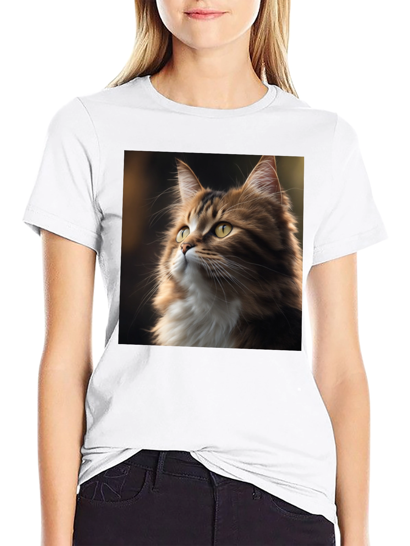 Black Cat Portrait Graphic Tee - Unisex Black T-Shirt view 9
