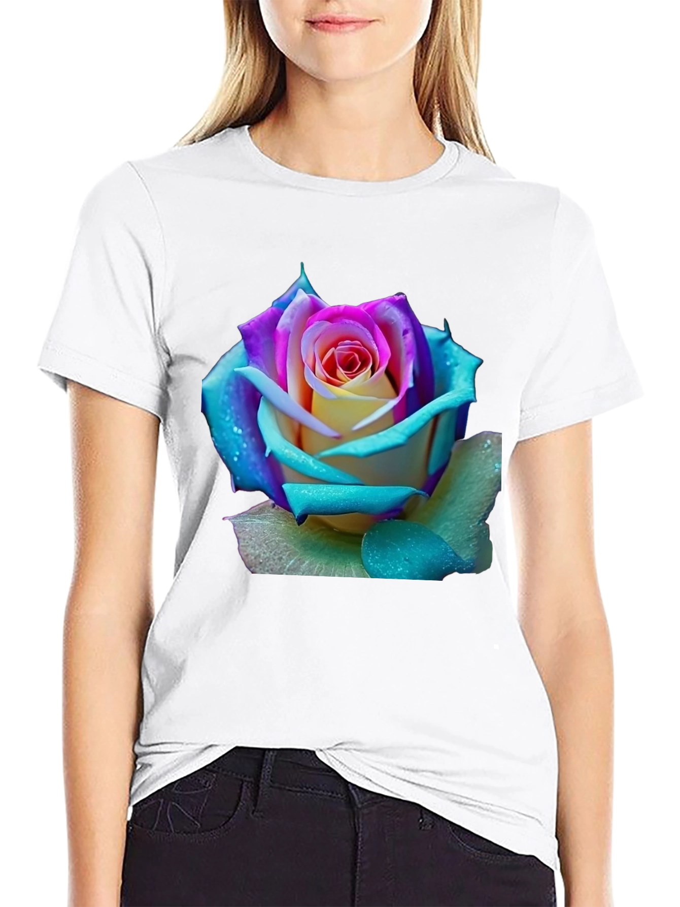 Black Rose Graphic Tee - Vibrant Floral Design view 9