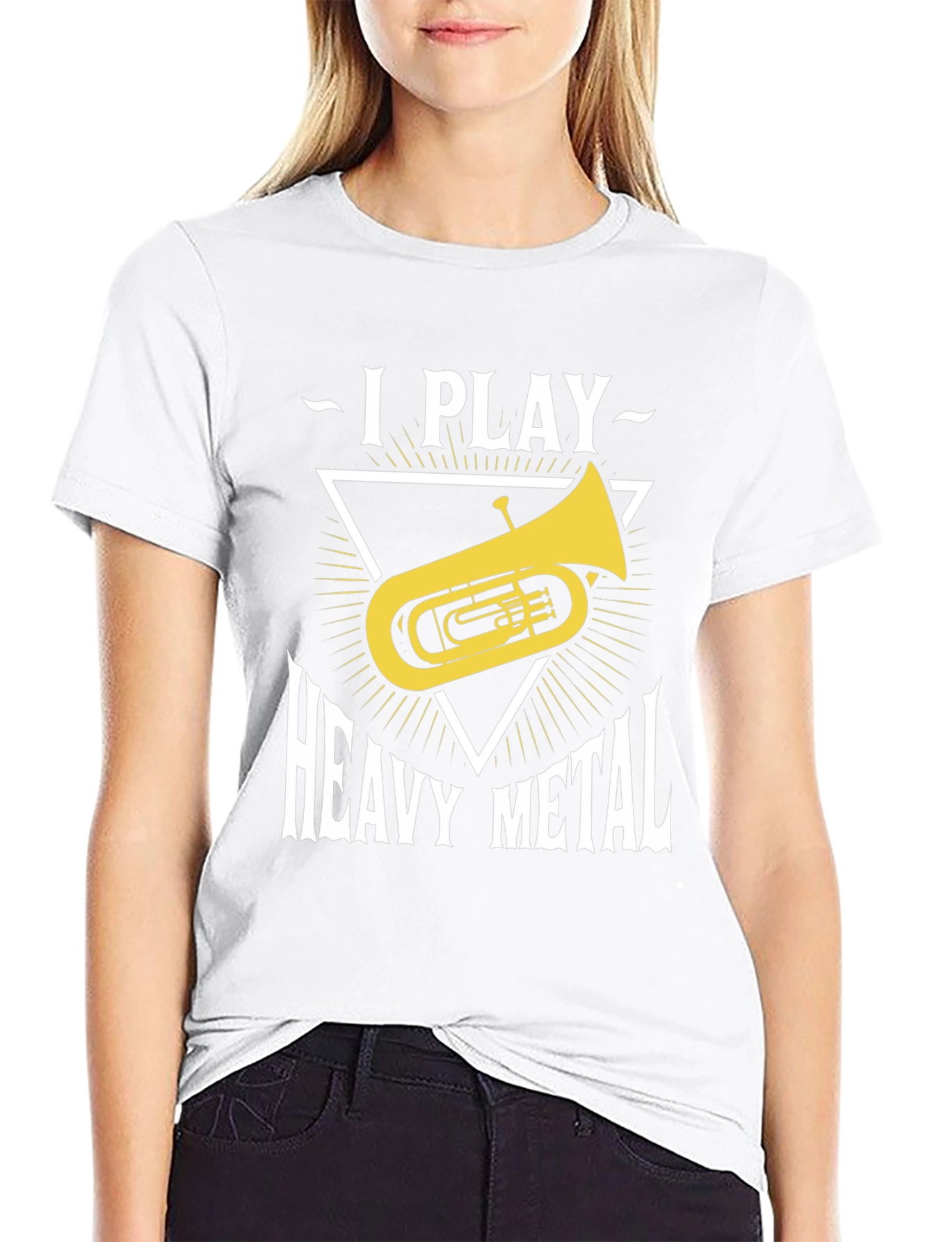 Black I Play Heavy Metal Tuba T-Shirt view 9