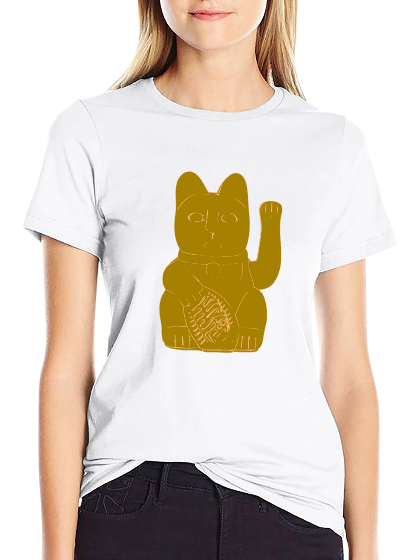 Black Lucky Cat T-Shirt - Graphic Tee view 9