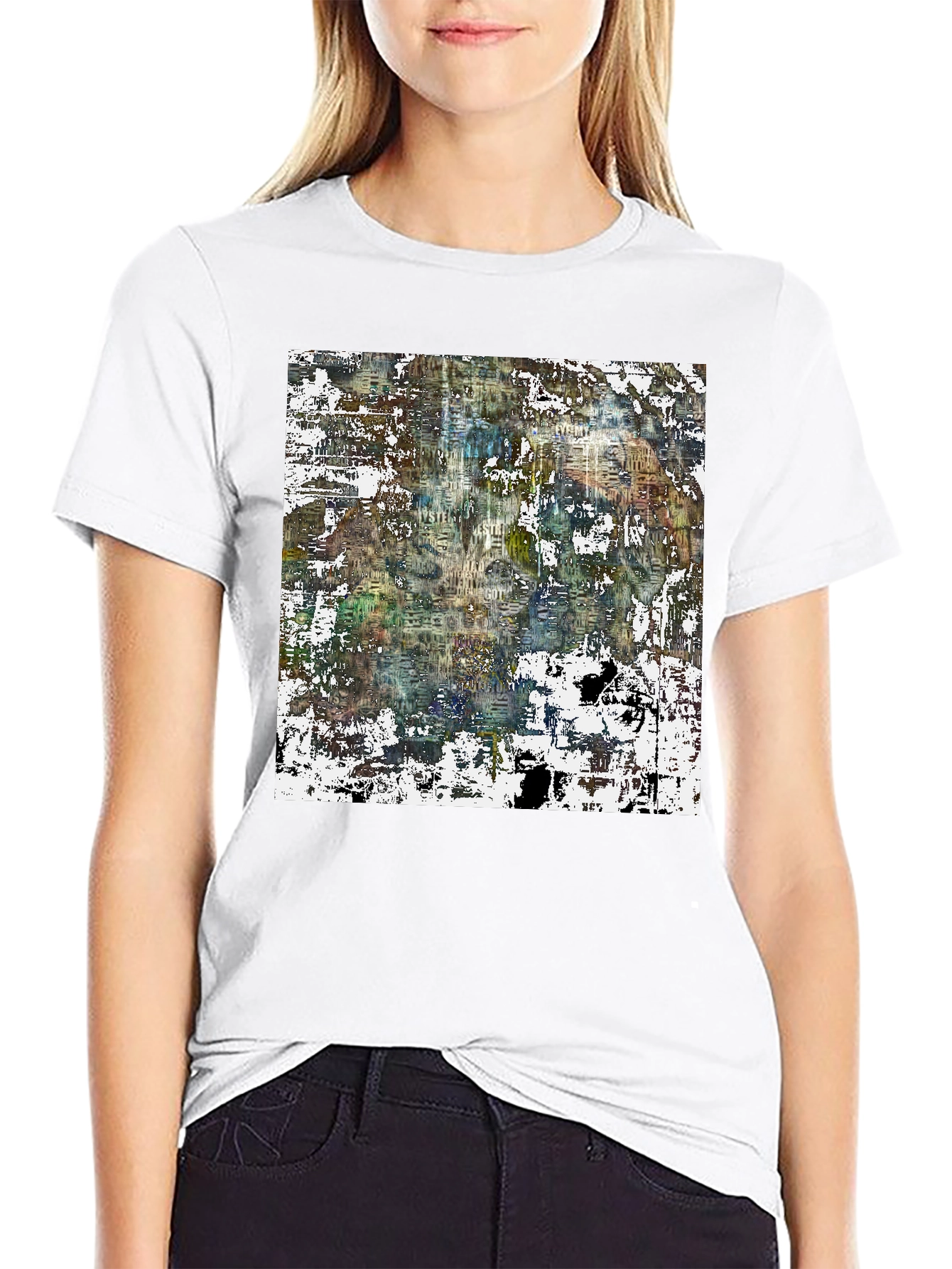 Black Abstract Art Print Black Tee view 9
