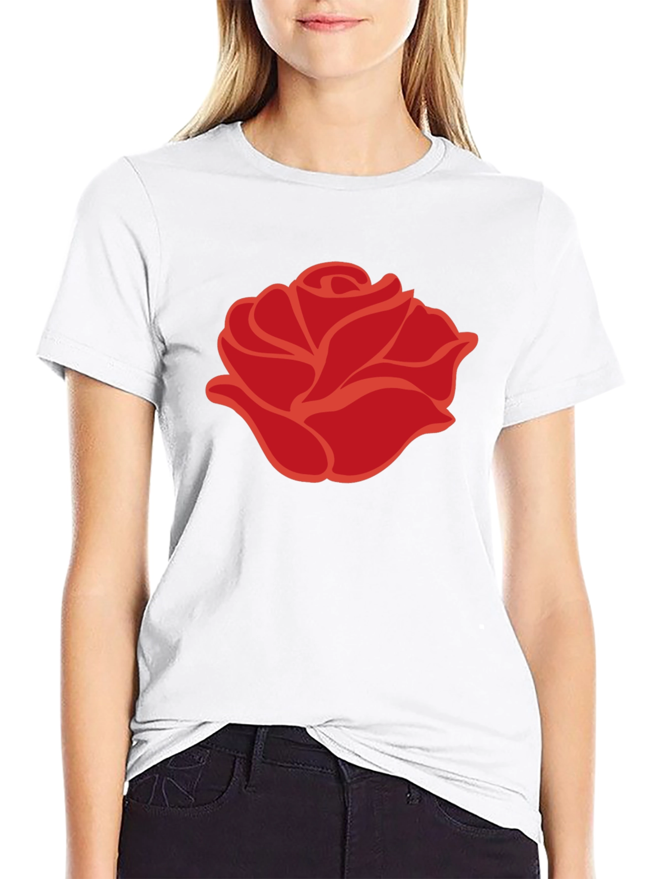 Black Bold Rose Graphic Tee - Modern Floral Design view 9