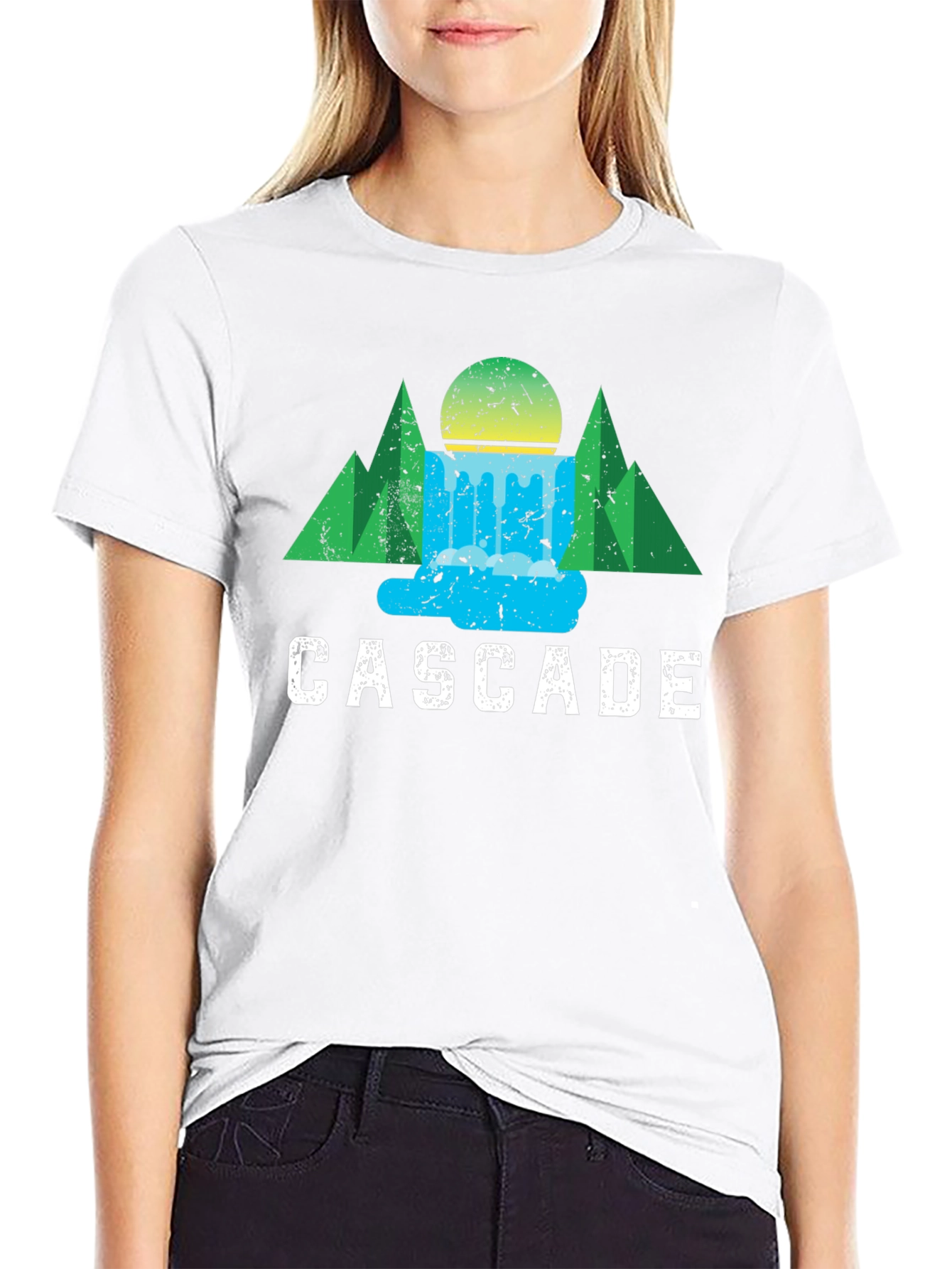 Black Cascade Graphic Tee - Nature Inspired Design view 9