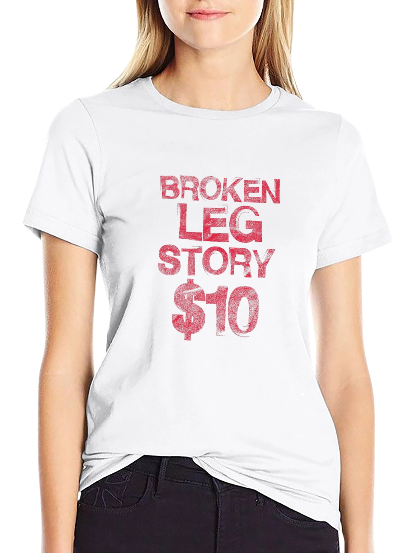 Black Broken Leg Story Graphic Tee - Funny Shirt view 9