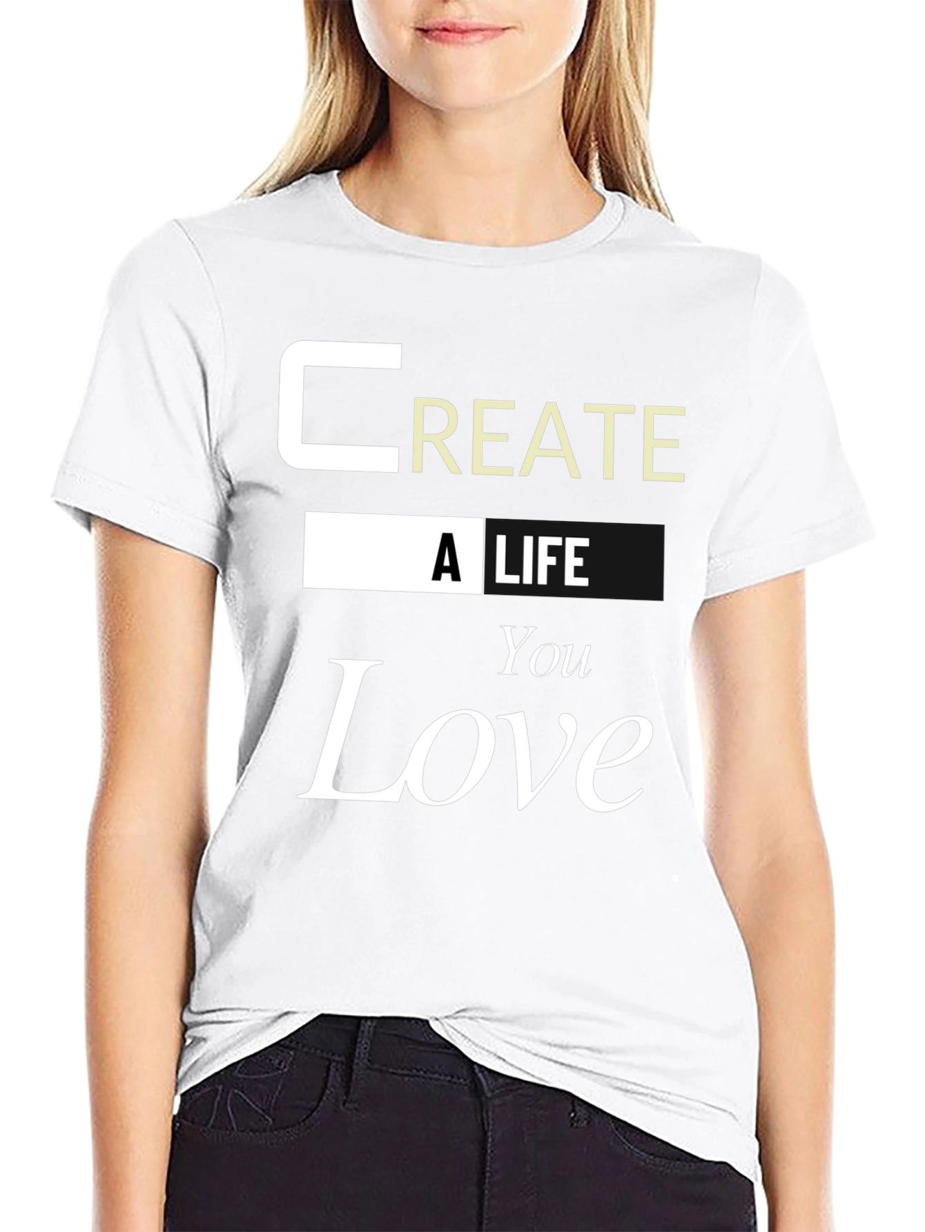 Black Inspirational 'Create a Life You Love' Graphic Tee view 9
