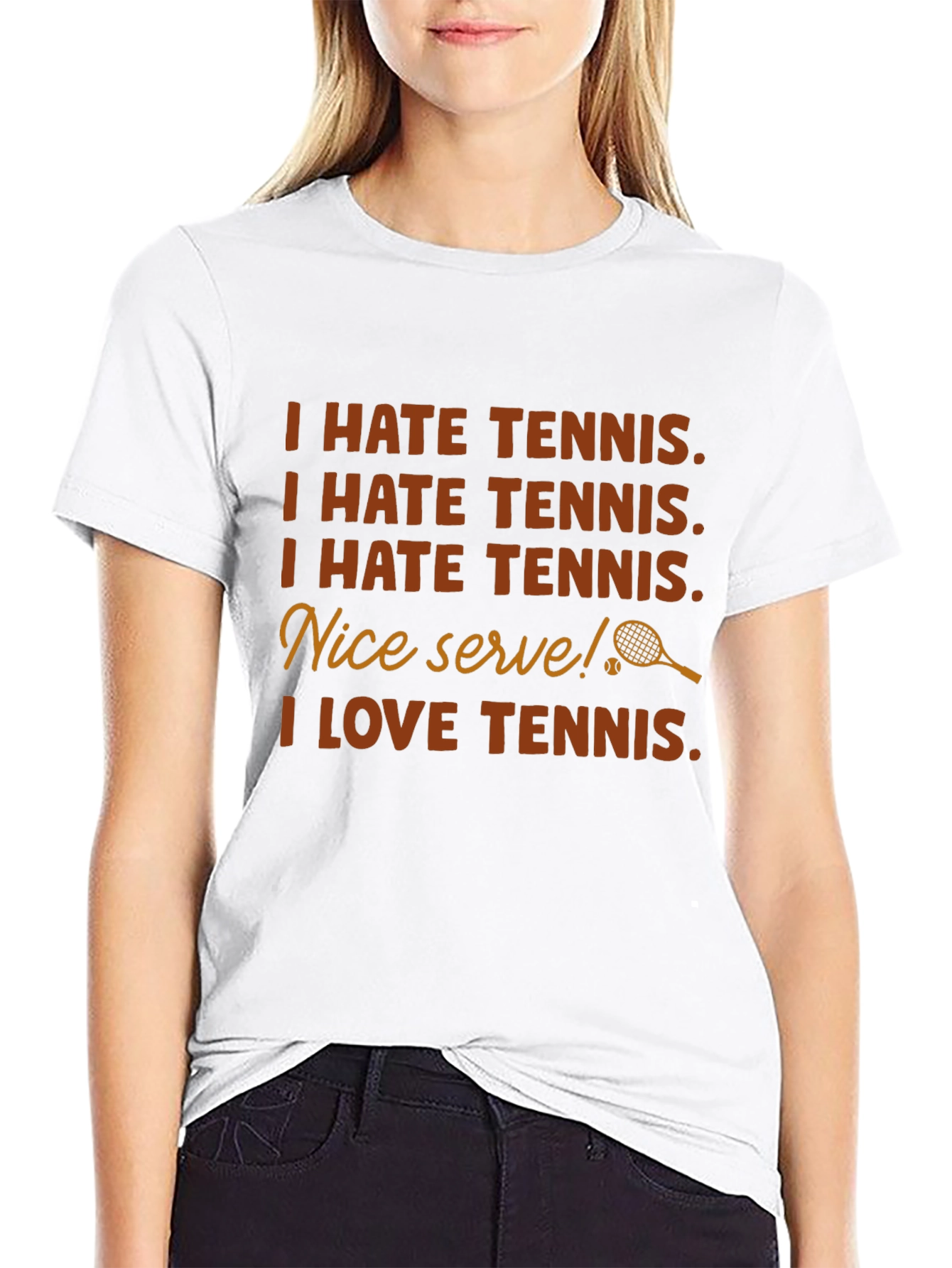 Black Funny Tennis T-Shirt - I Hate Tennis I Love Tennis view 9