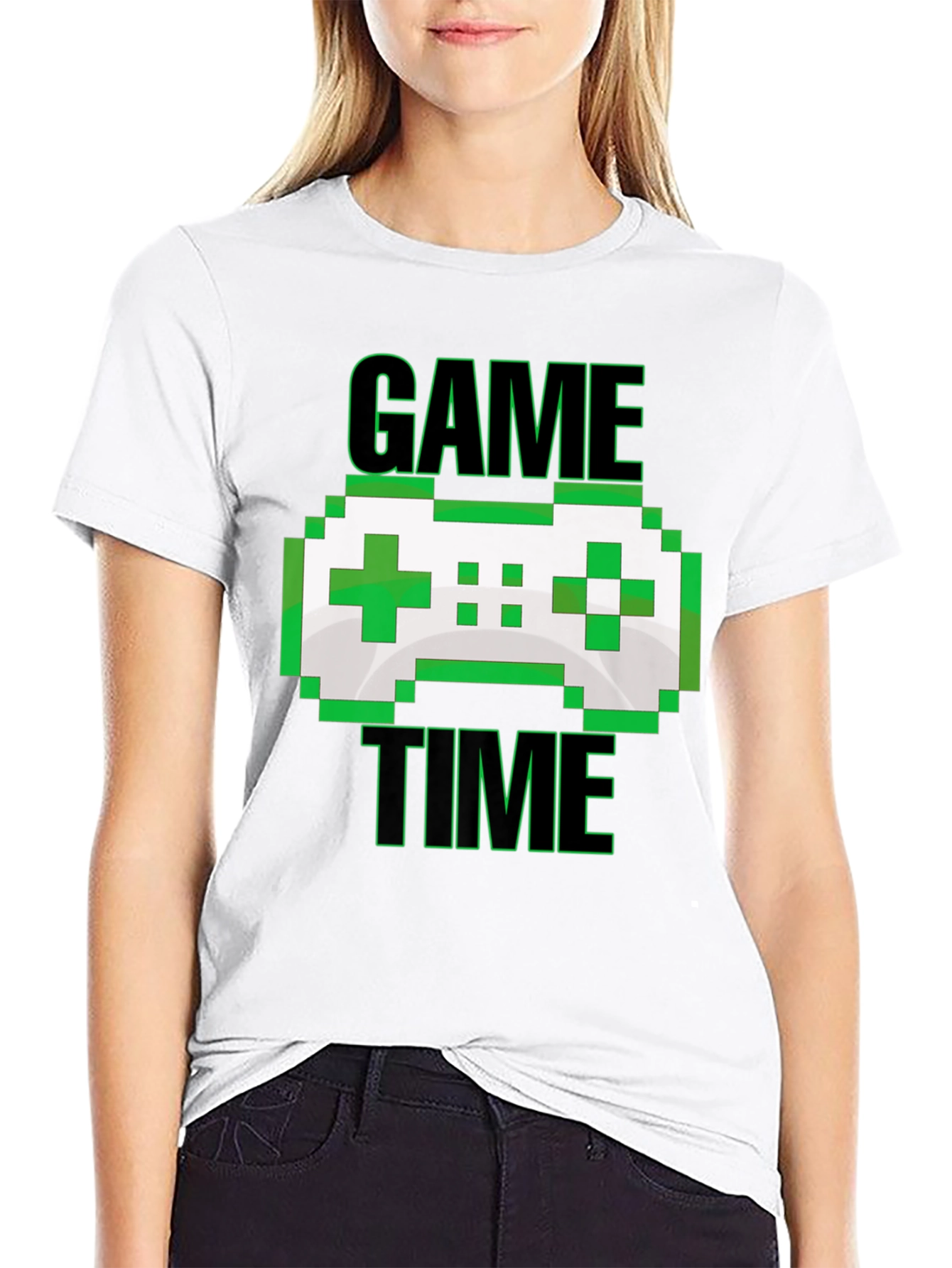 Black Game Time Pixel Controller Graphic T-Shirt view 9