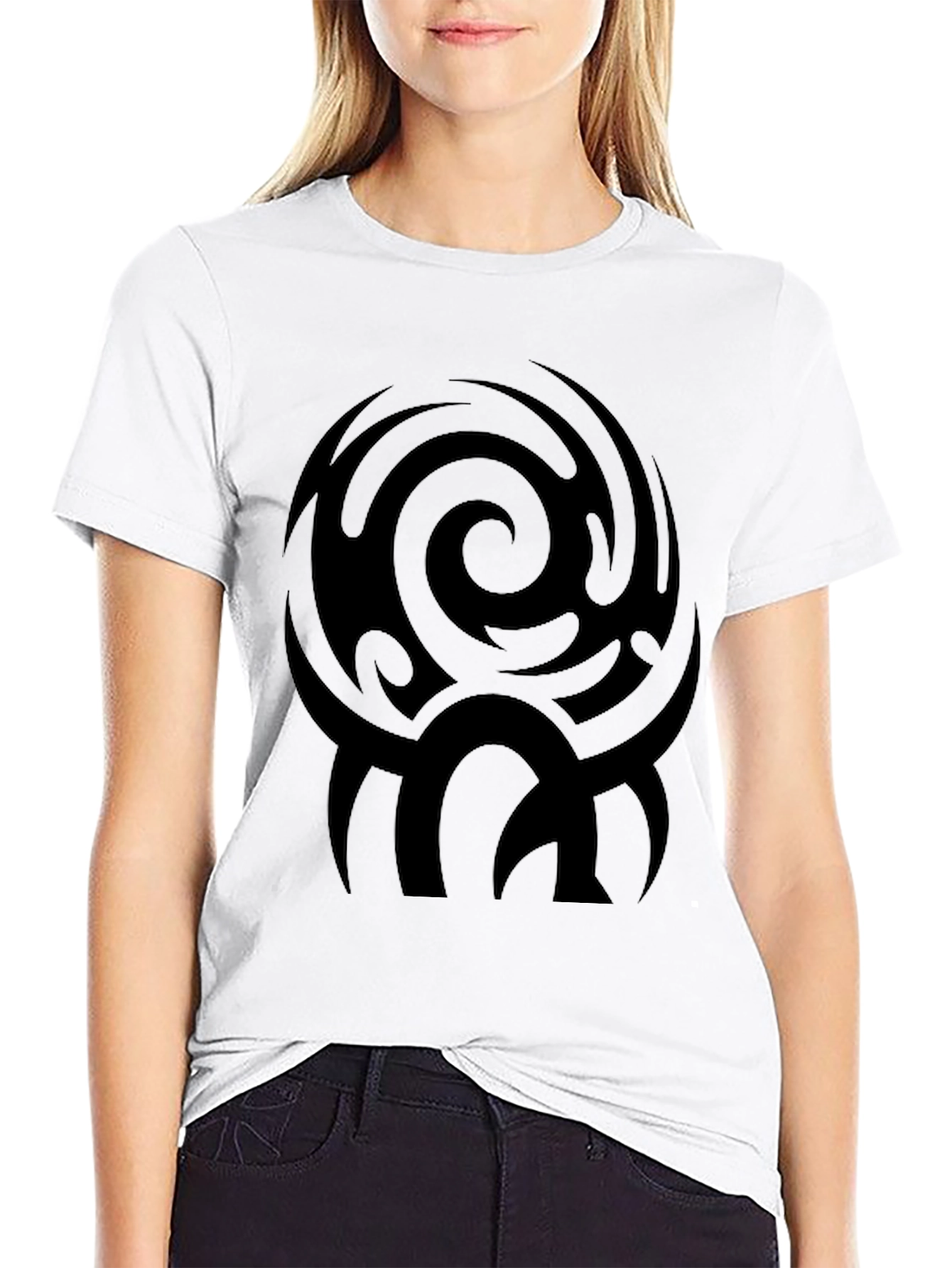 Black Men's Black Tribal Swirl Graphic Tee view 9