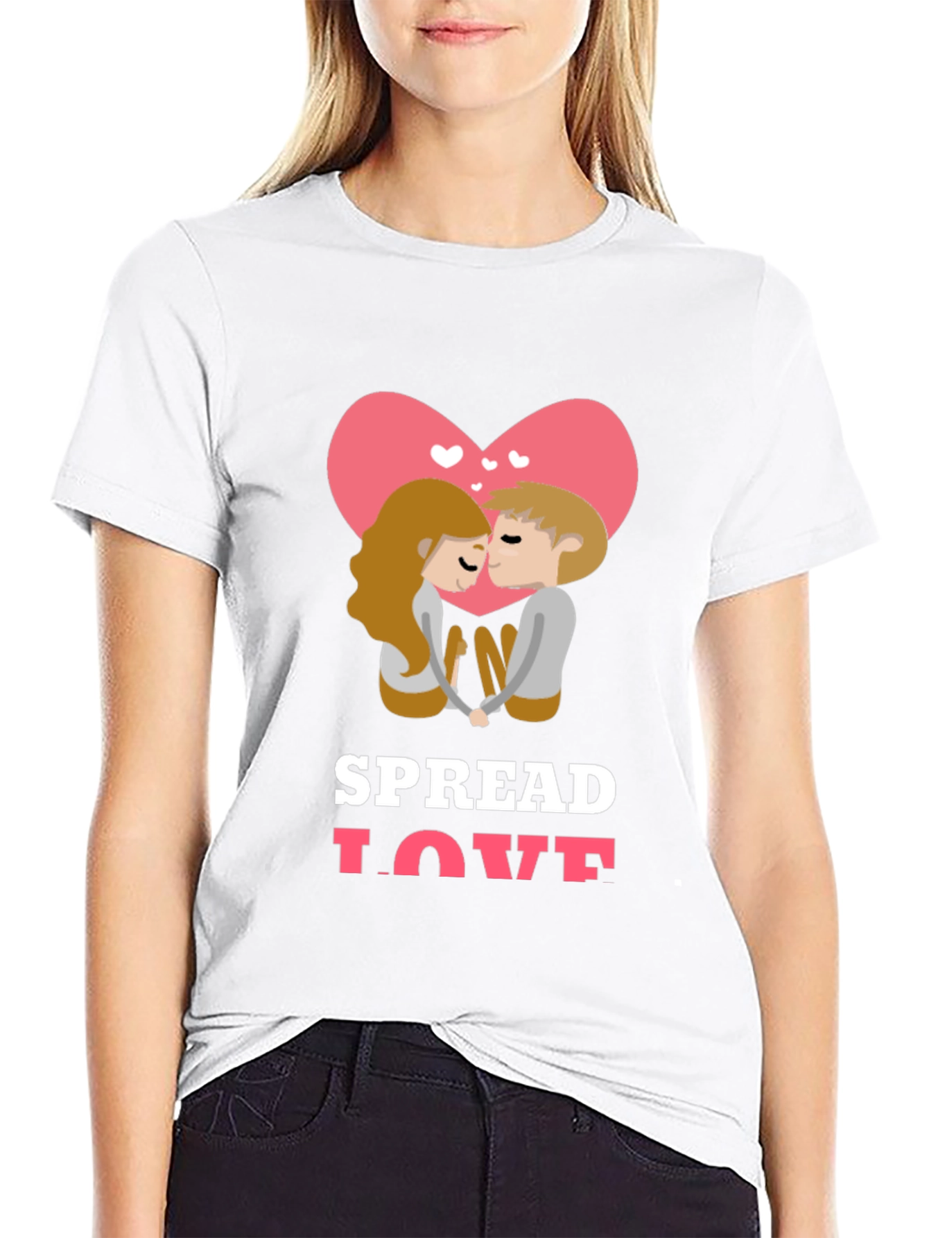 Black Spread Love T-Shirt - Romantic Couple Design view 9