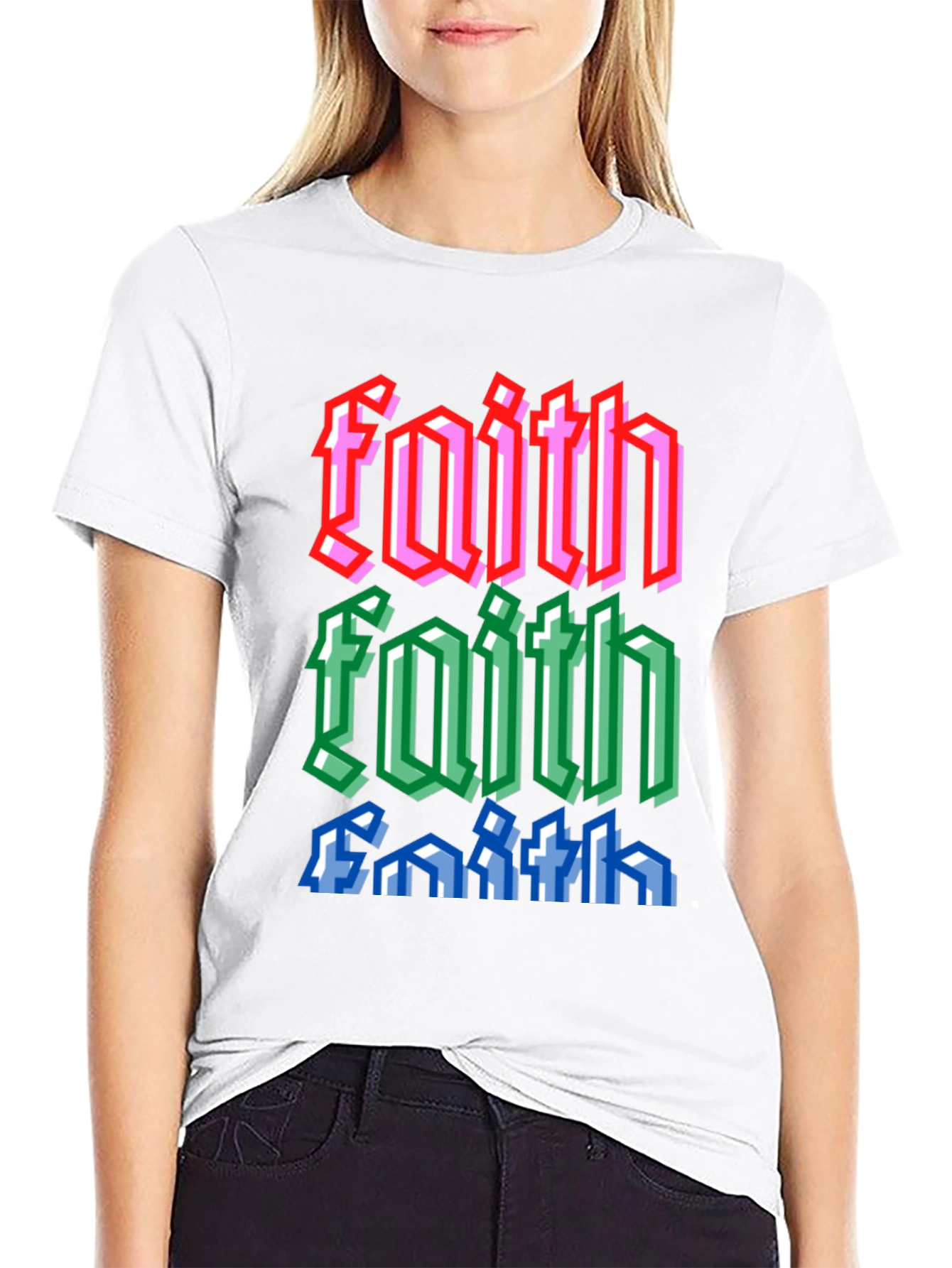 Black Faith Pixel Art Graphic Tee view 9