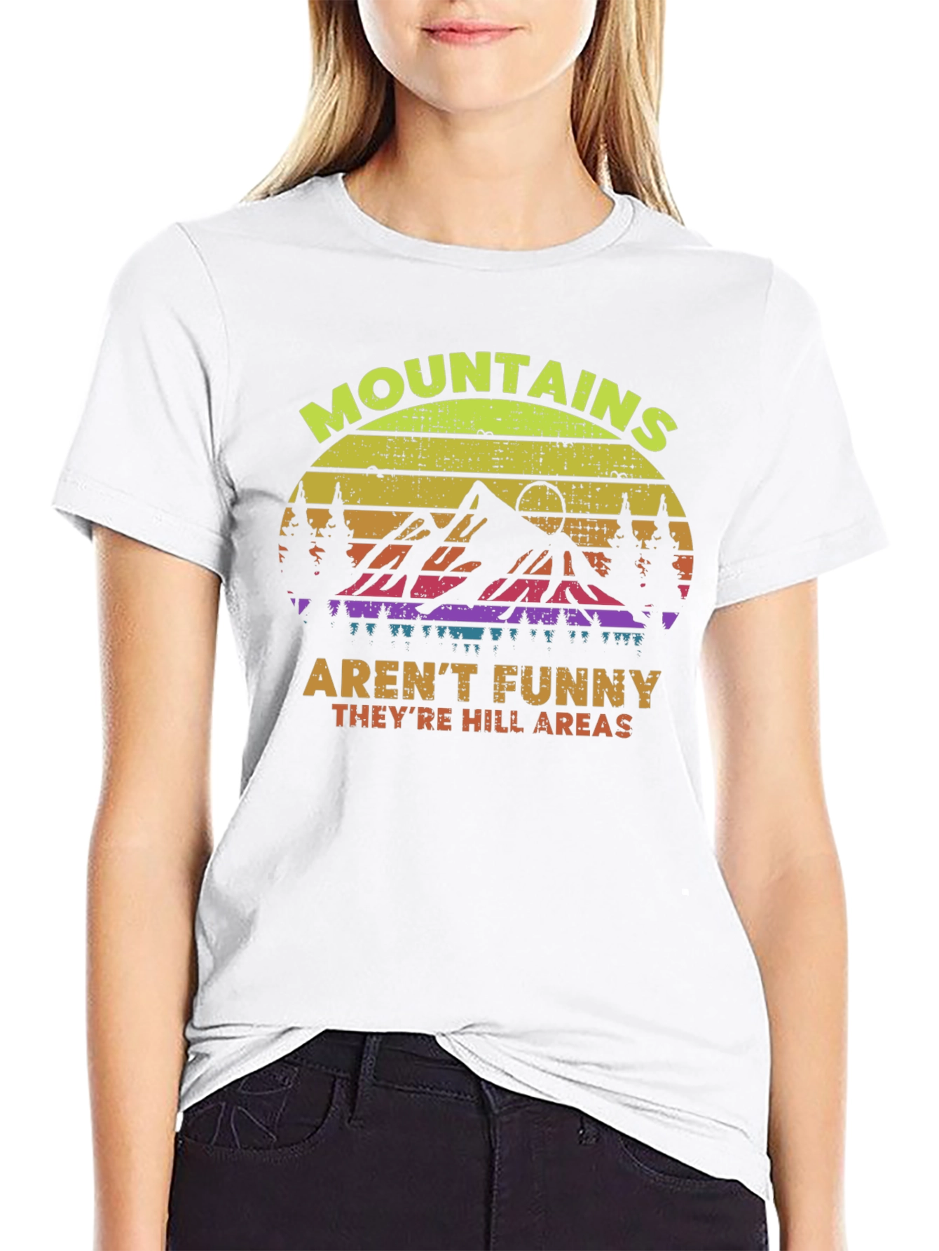 Black Funny Mountains T-Shirt - Hill Areas Joke view 9