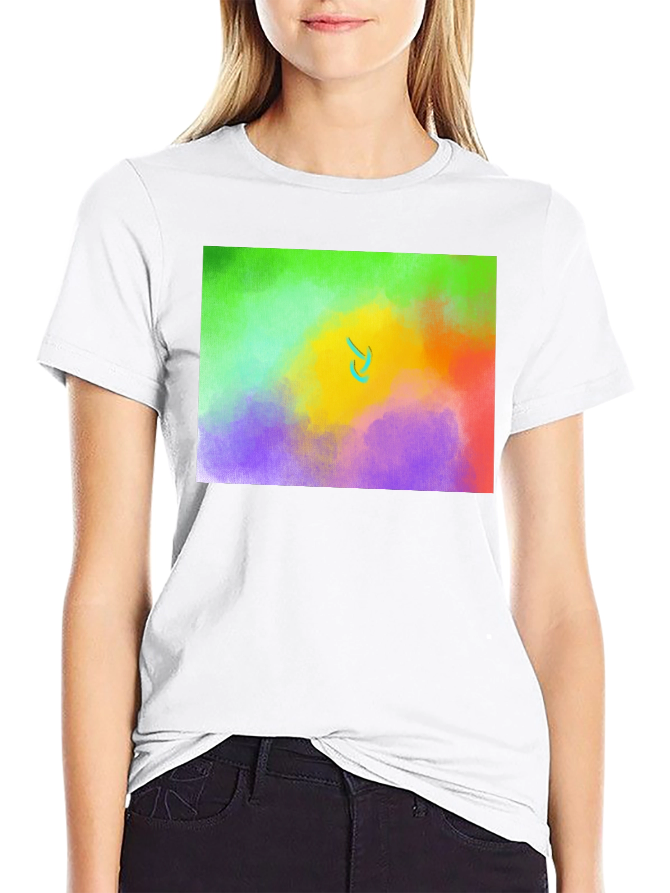 Black Abstract Expression T-Shirt: Colorful Art Tee view 9