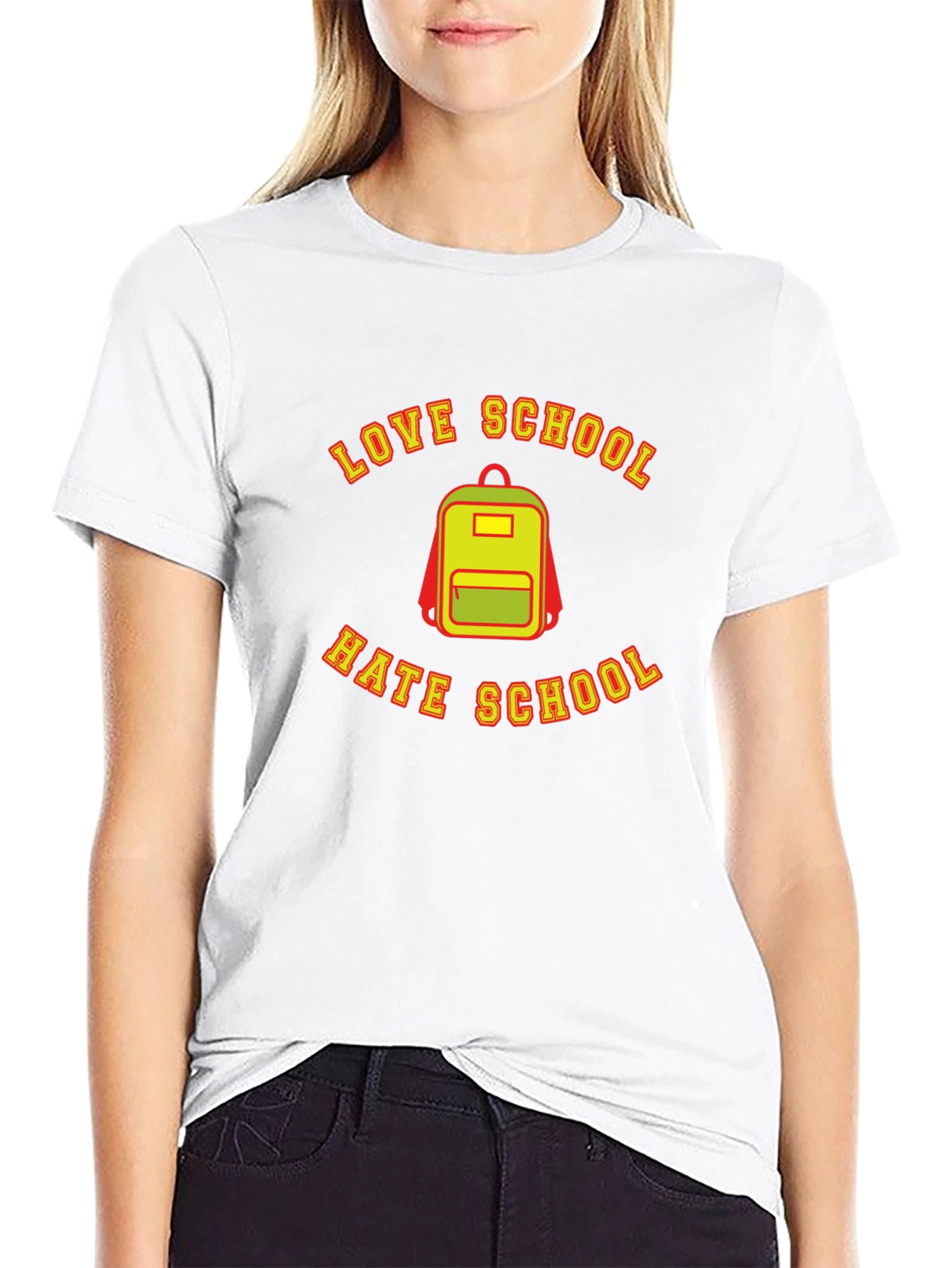 Black Love Hate School Backpack Graphic T-Shirt view 9