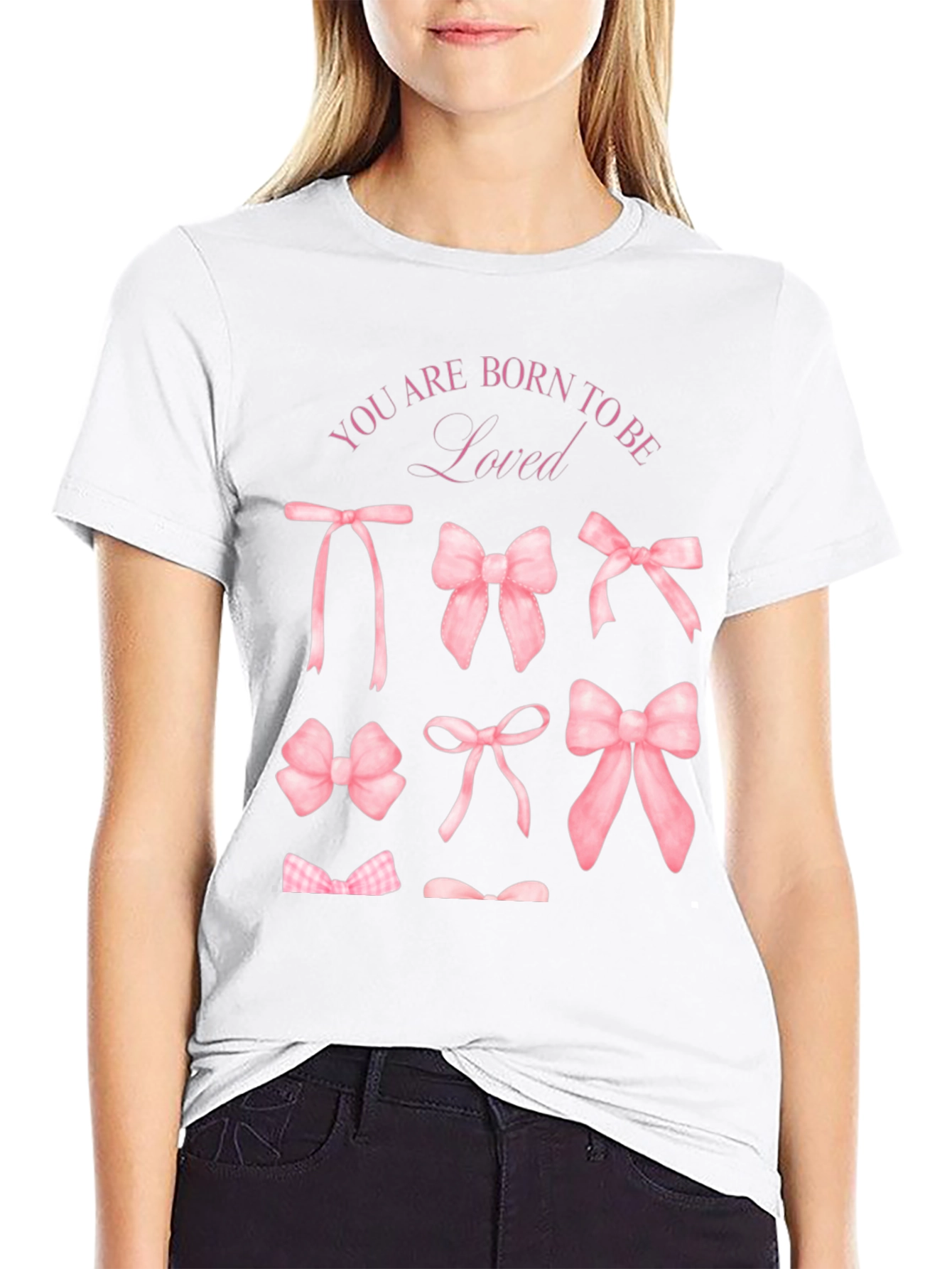 Black Born to Be Loved Bow T-Shirt view 9