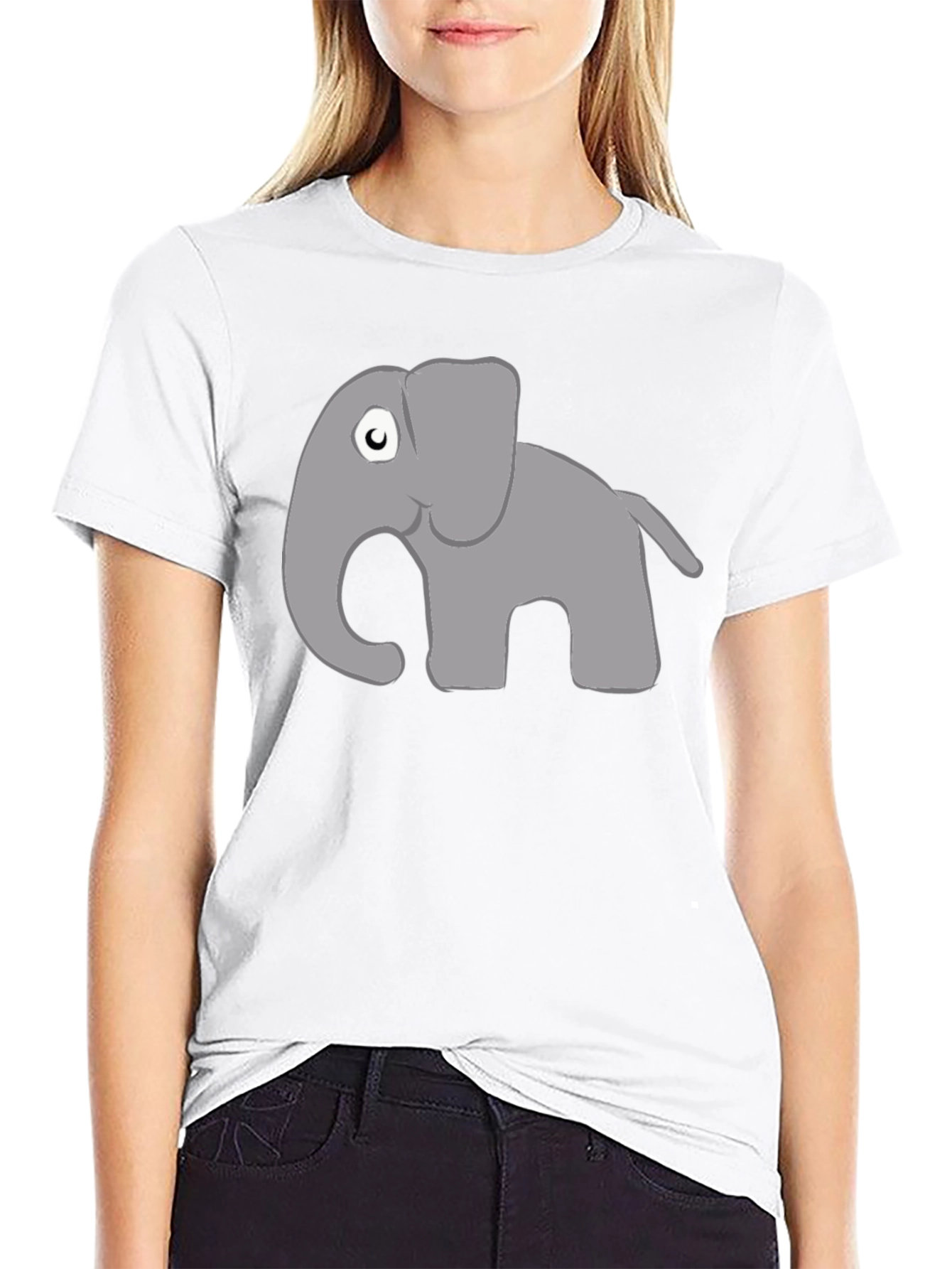 Black Cartoon Elephant Graphic Tee - Soft Cotton Blend view 9