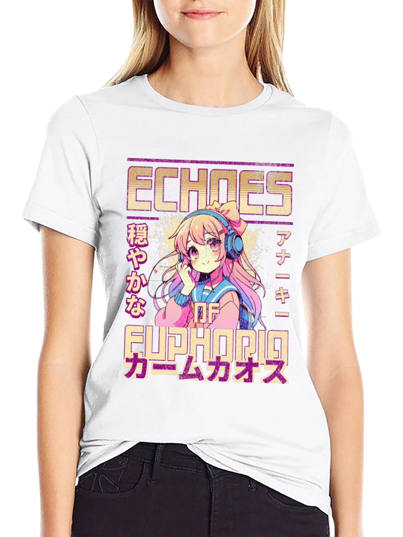 Black Echoes of Euphoria Anime Graphic T-Shirt view 9