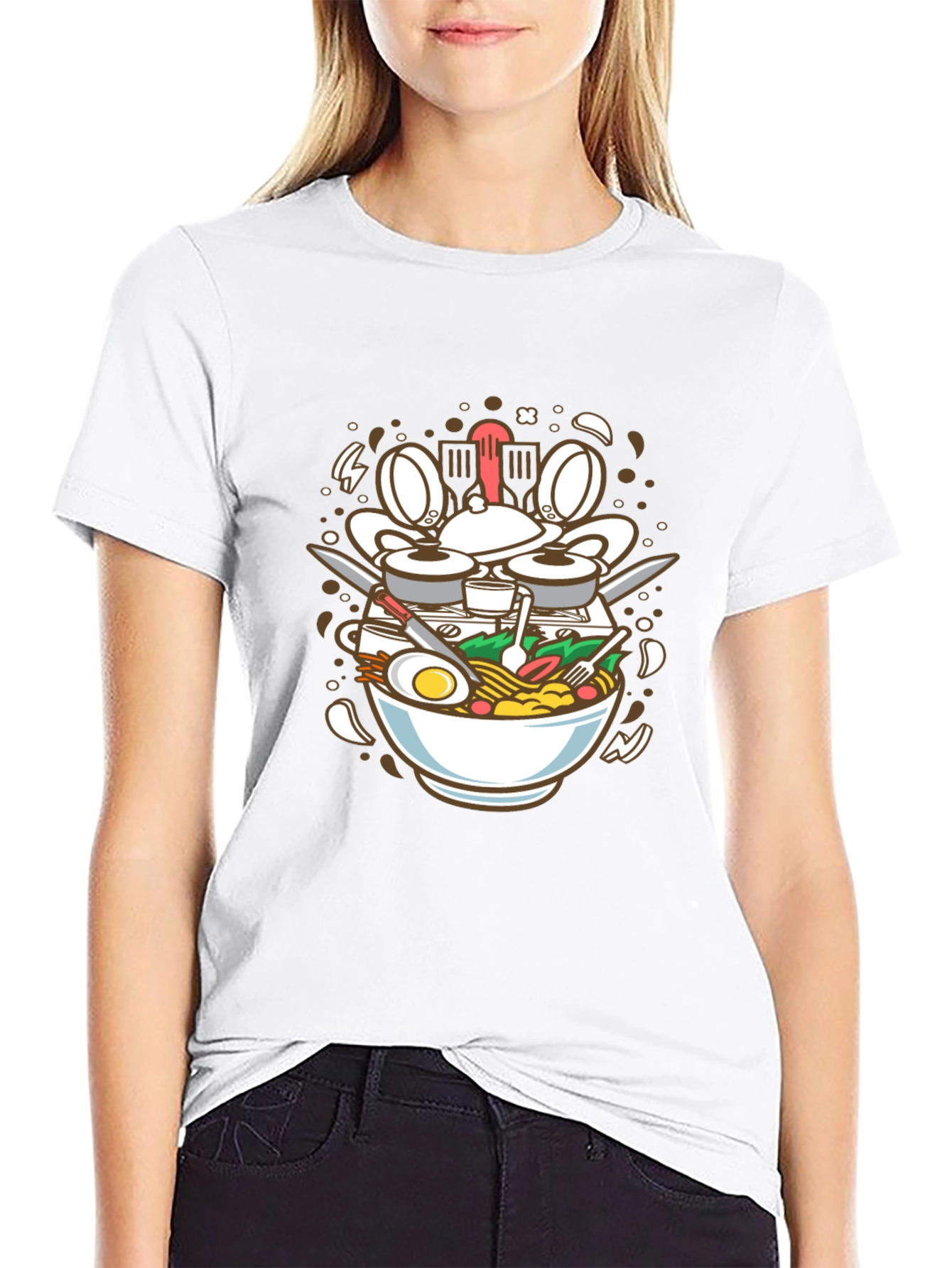 Black Ramen Drummer T-Shirt - Foodie Music Lover Tee view 9