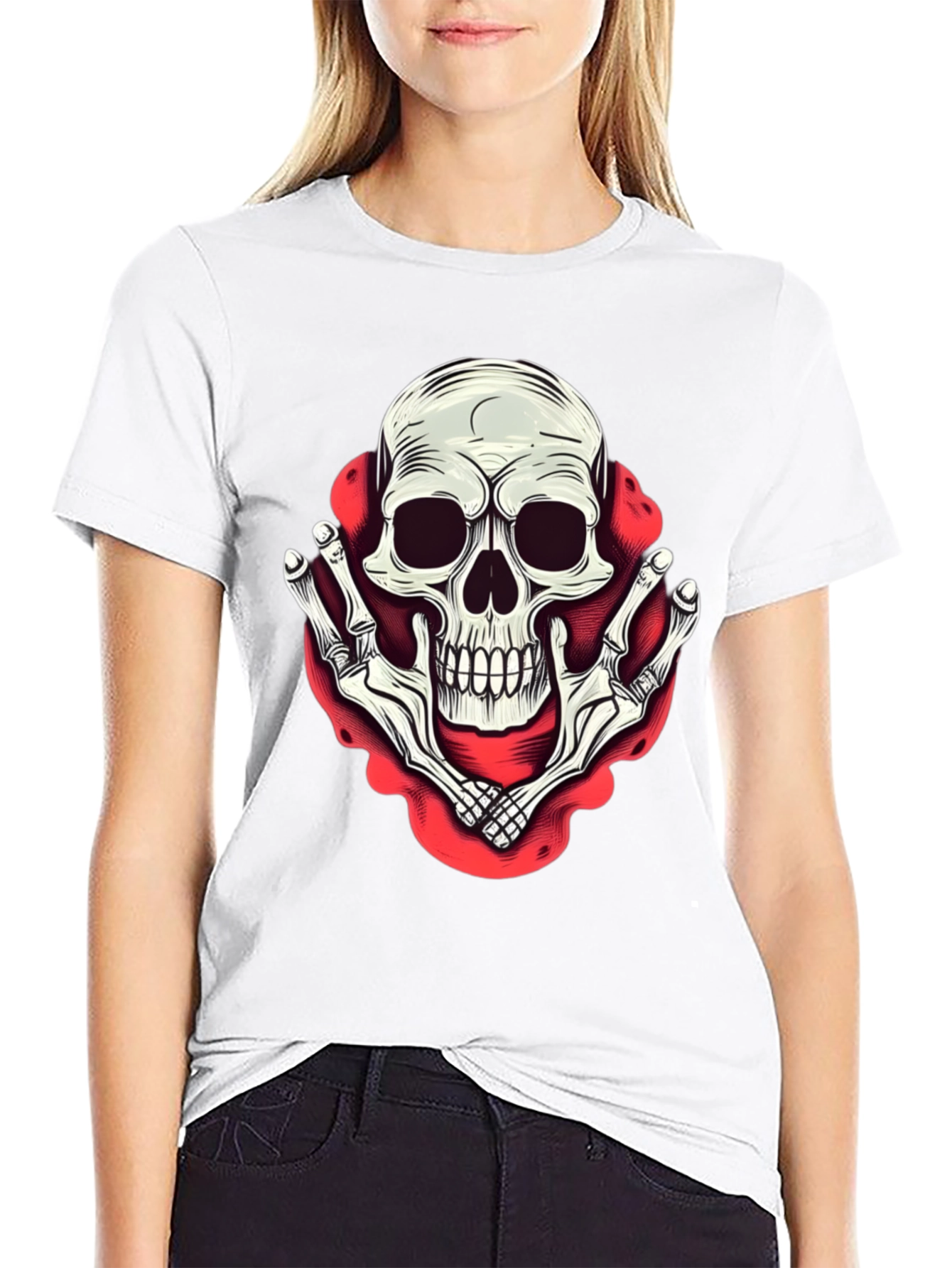 Black Skull & Bones Graphic Print T-Shirt view 9