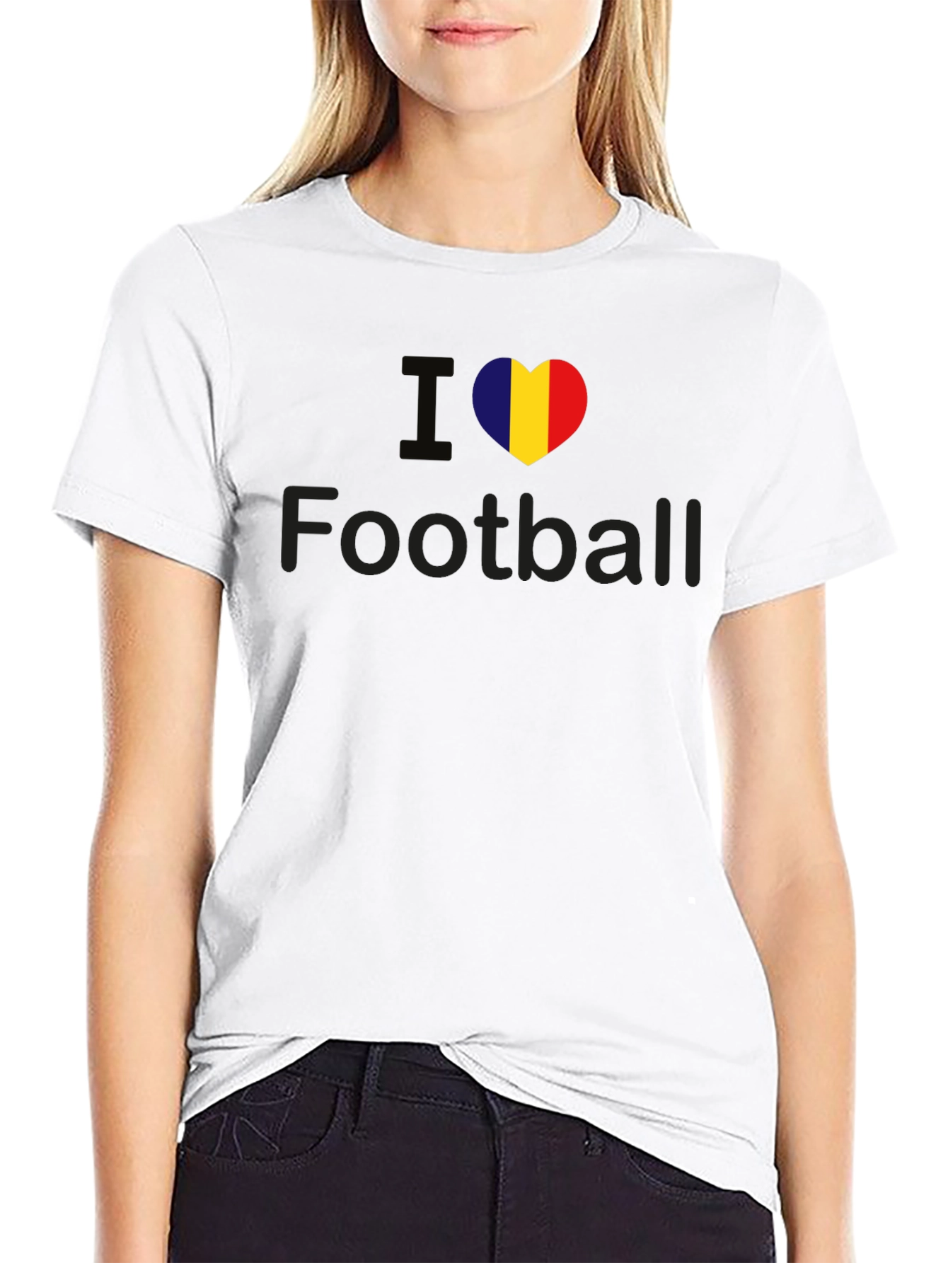 Black I Heart Football Tee - Flag Heart Design view 9