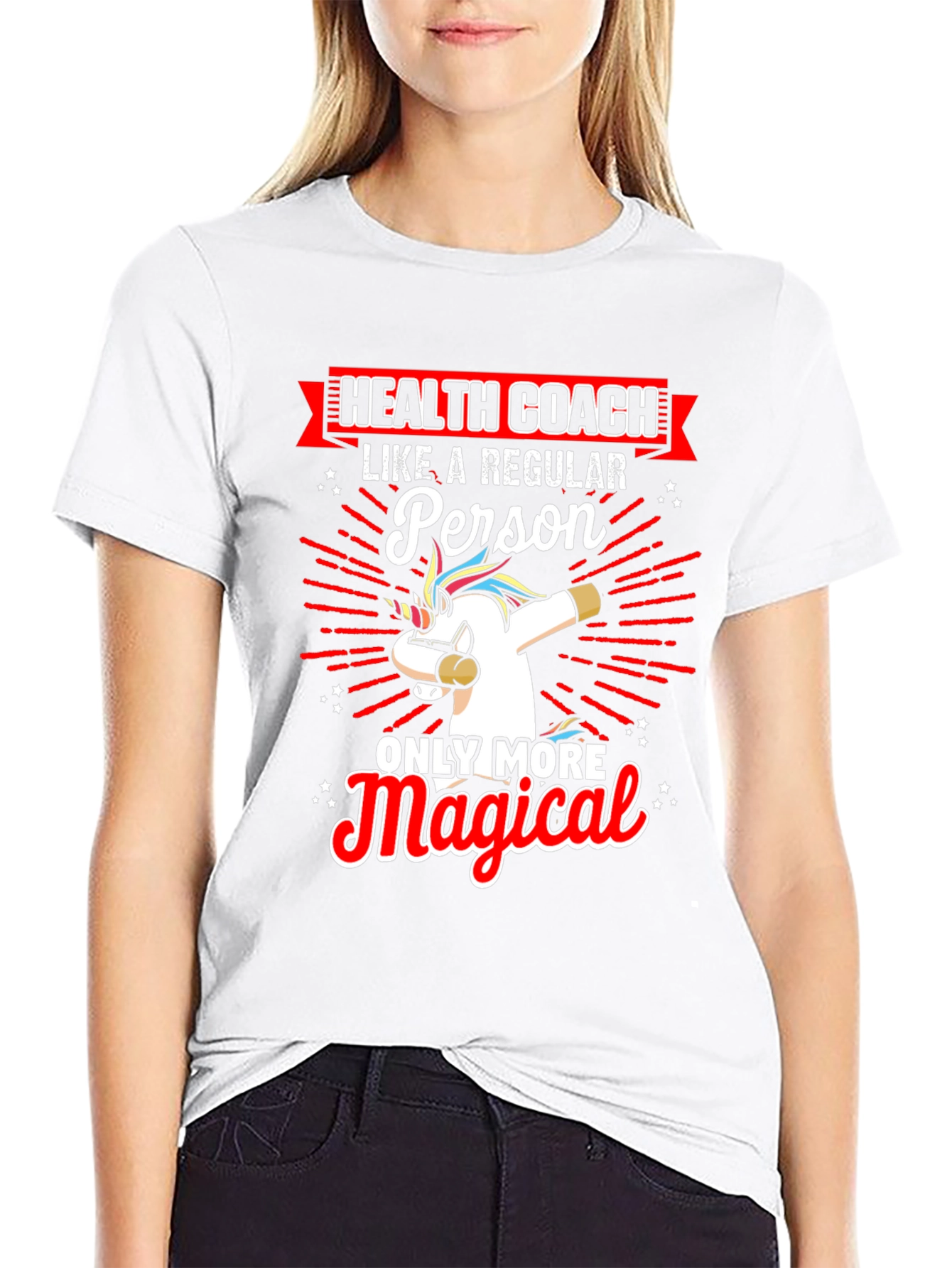 Black Health Coach Unicorn T-Shirt view 9