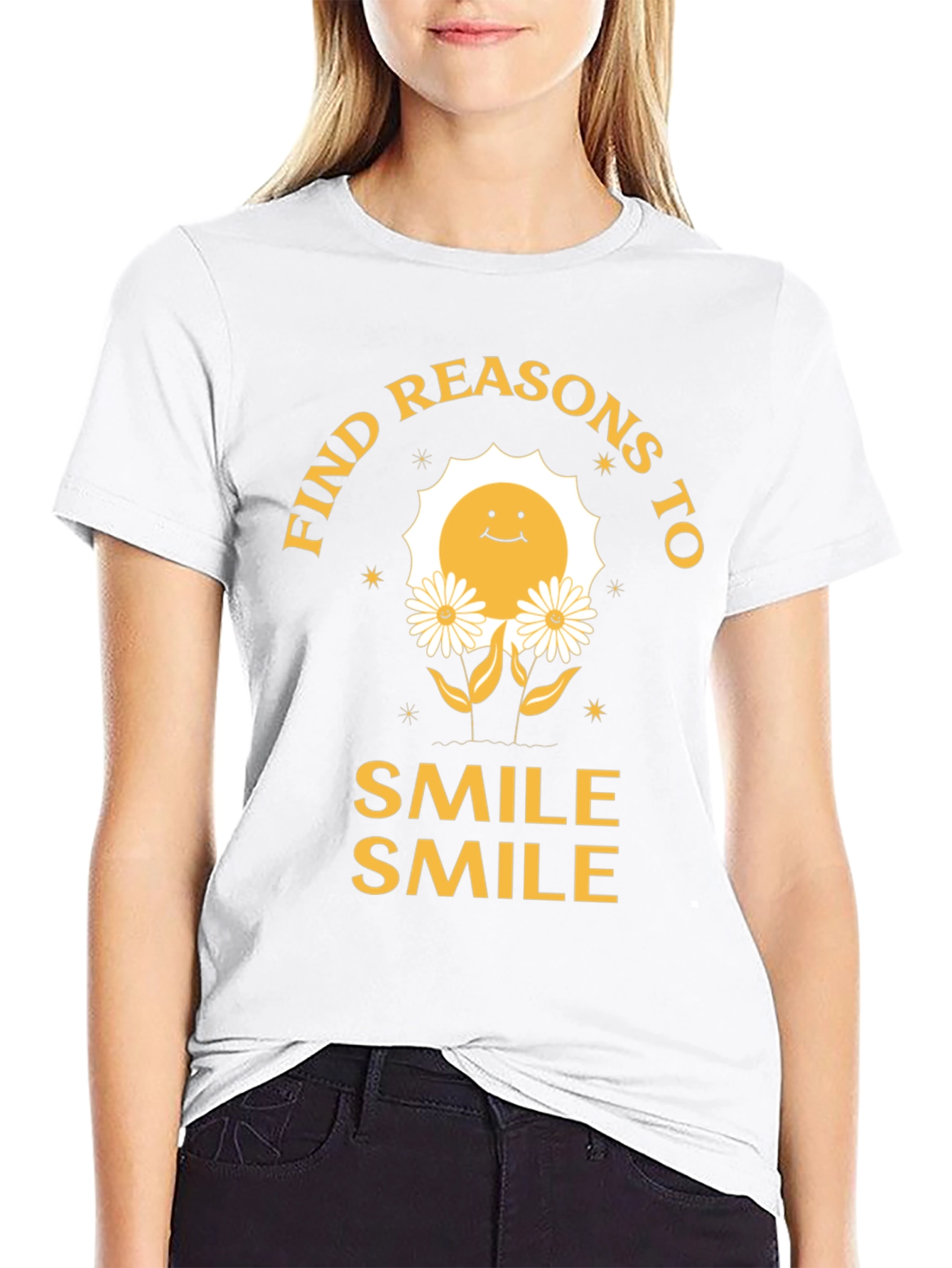 Black Smile Graphic Tee - Find Reasons To Smile T-Shirt view 9