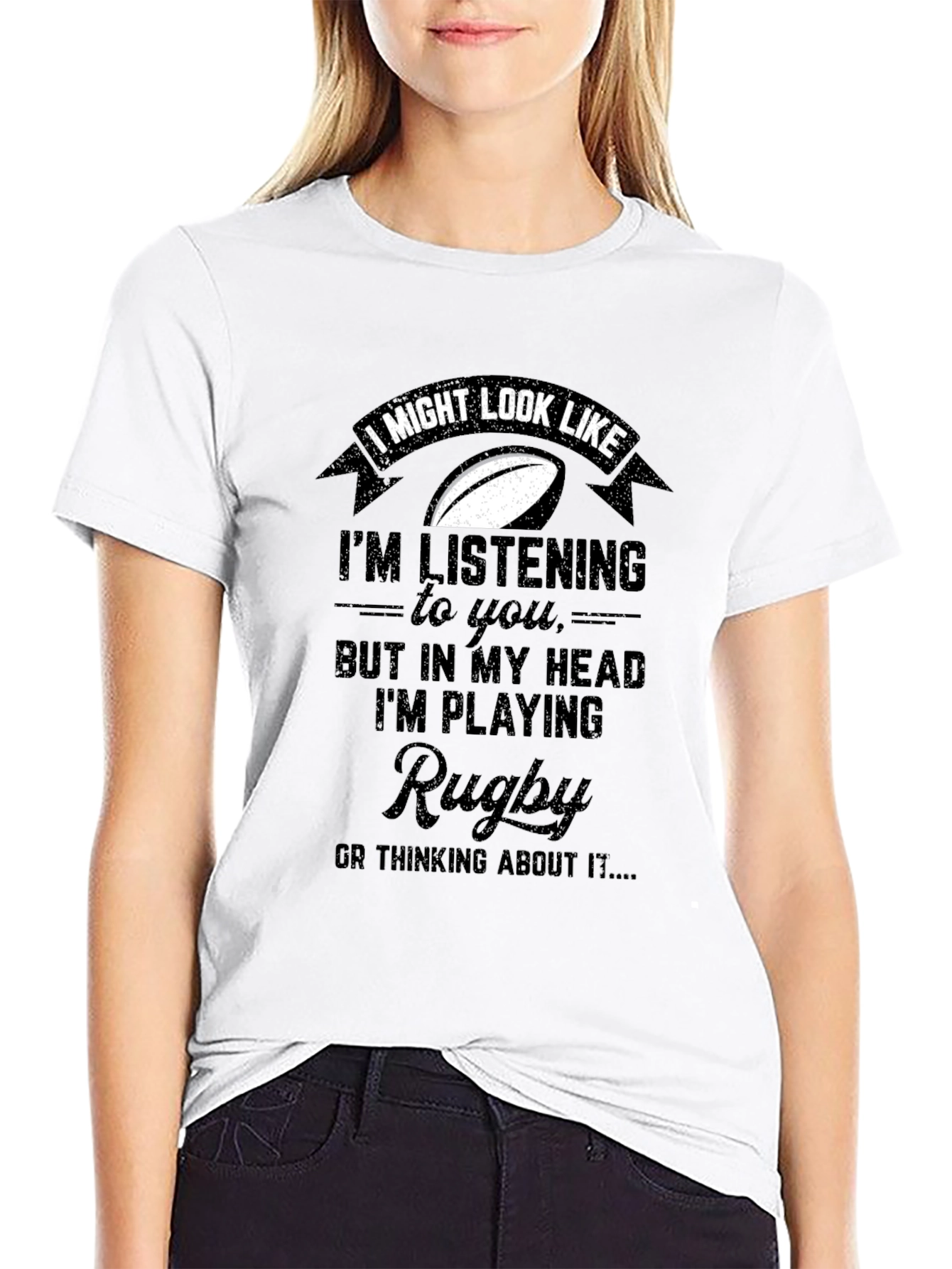 Black Rugby Player T-Shirt Funny Sport Tee view 9