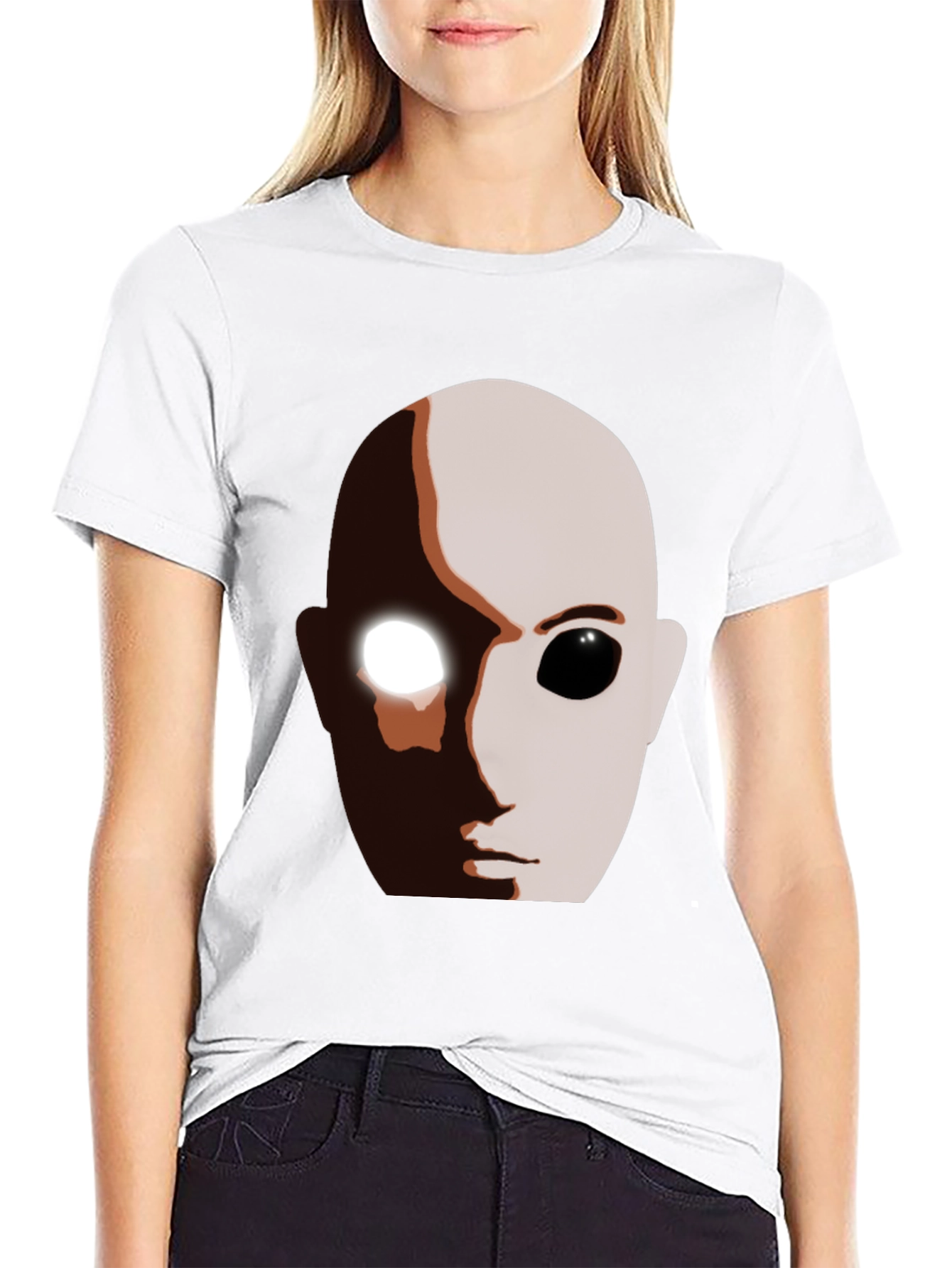Black Abstract Face Graphic T-Shirt view 9