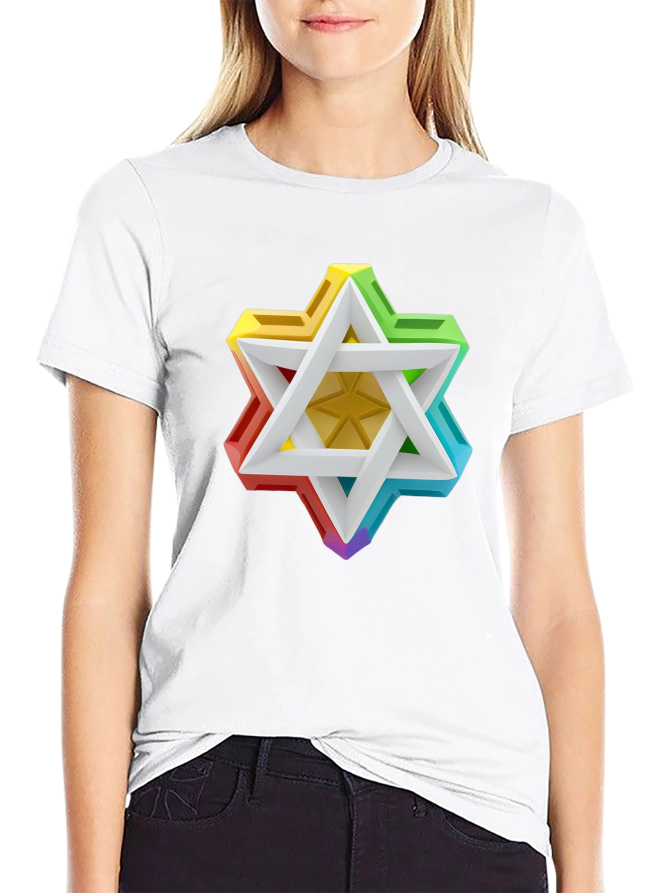 Black Rainbow Star of David Graphic Tee view 9