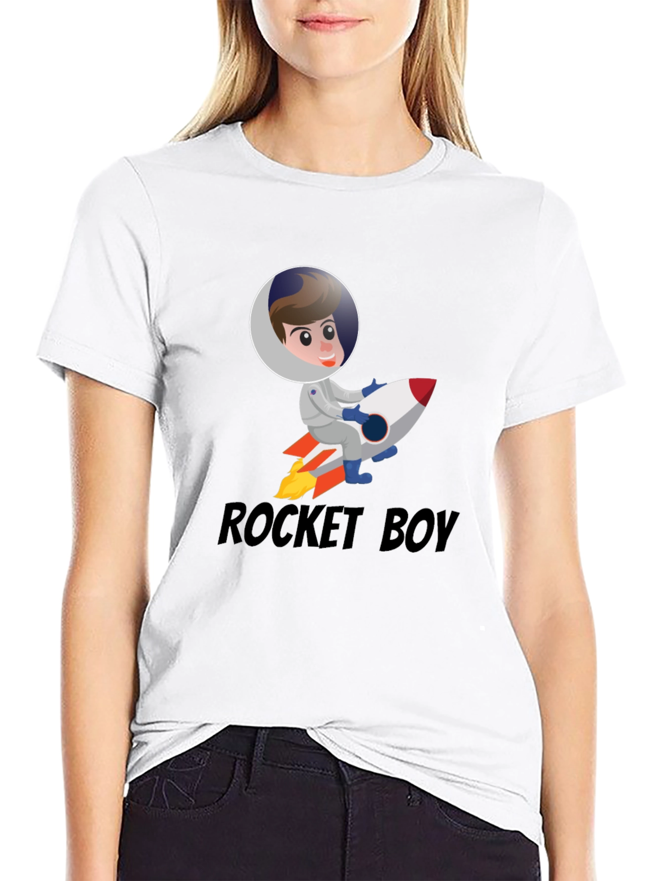 Black Rocket Boy Graphic T-Shirt - Funky Space Adventure Tee view 9