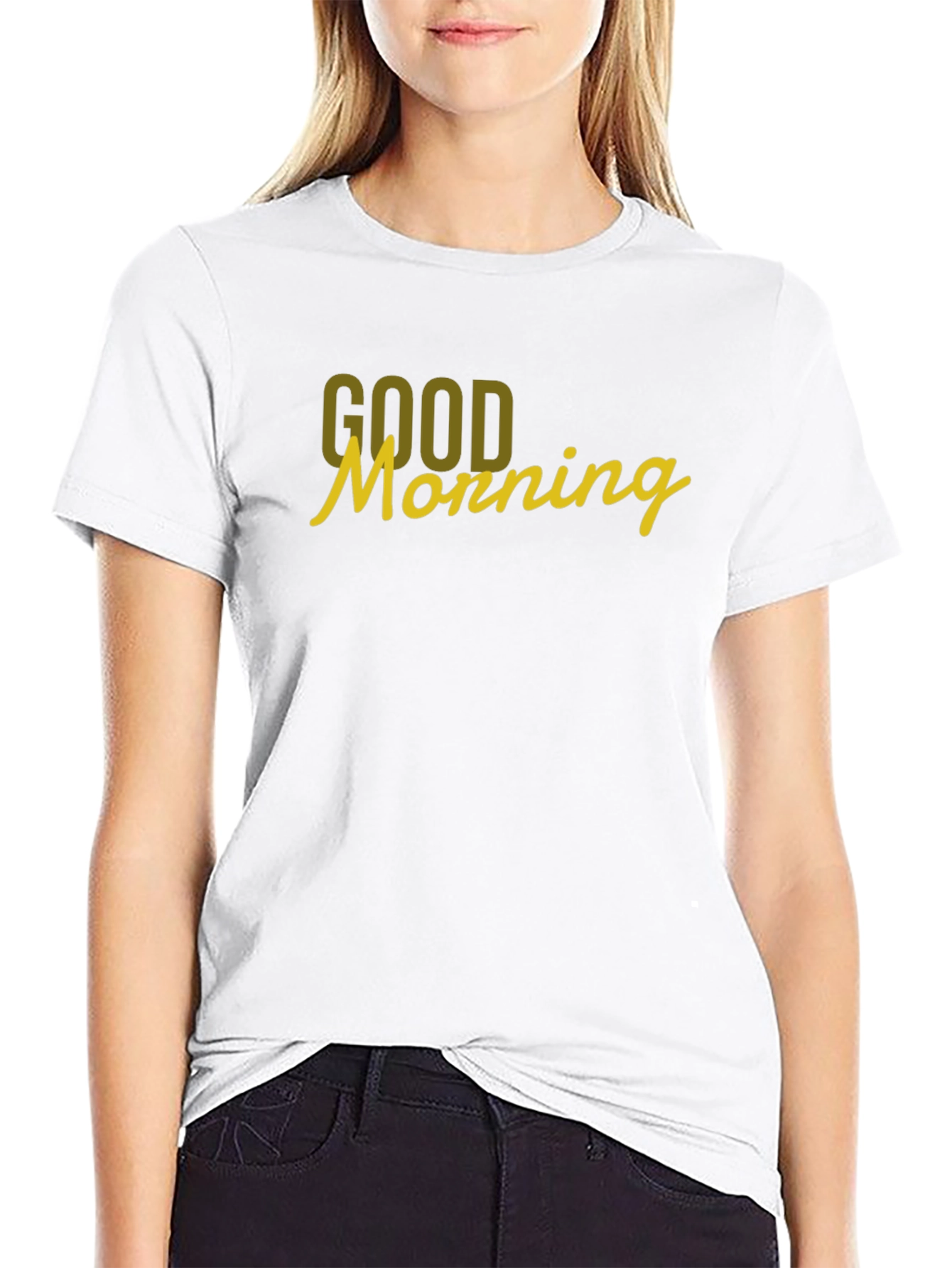 Black Good Morning Graphic Tee - Black Cotton T-Shirt view 9