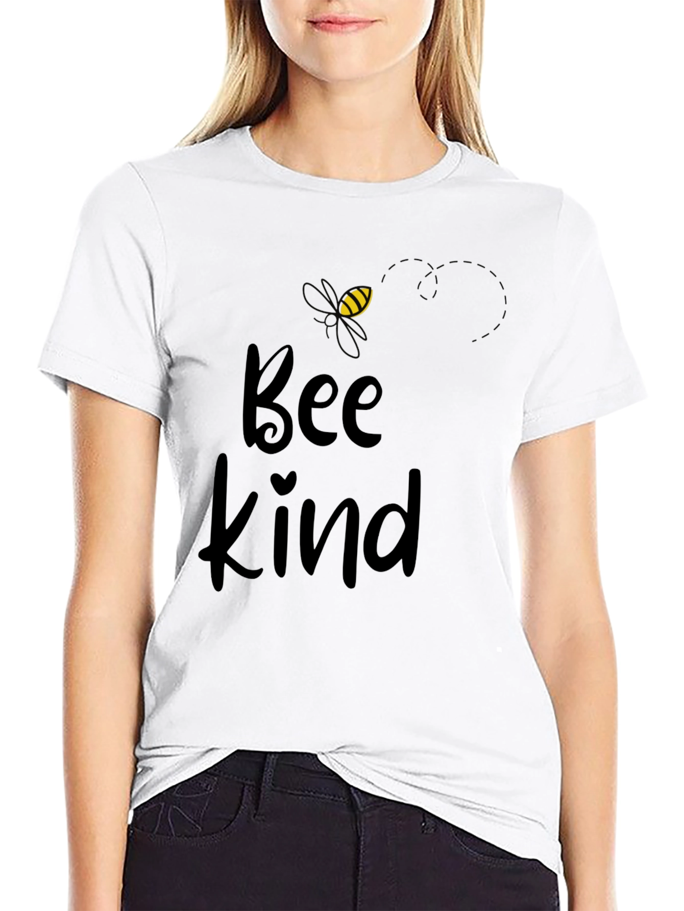 Black Bee Kind Graphic Tee - Black Cotton Blend view 9