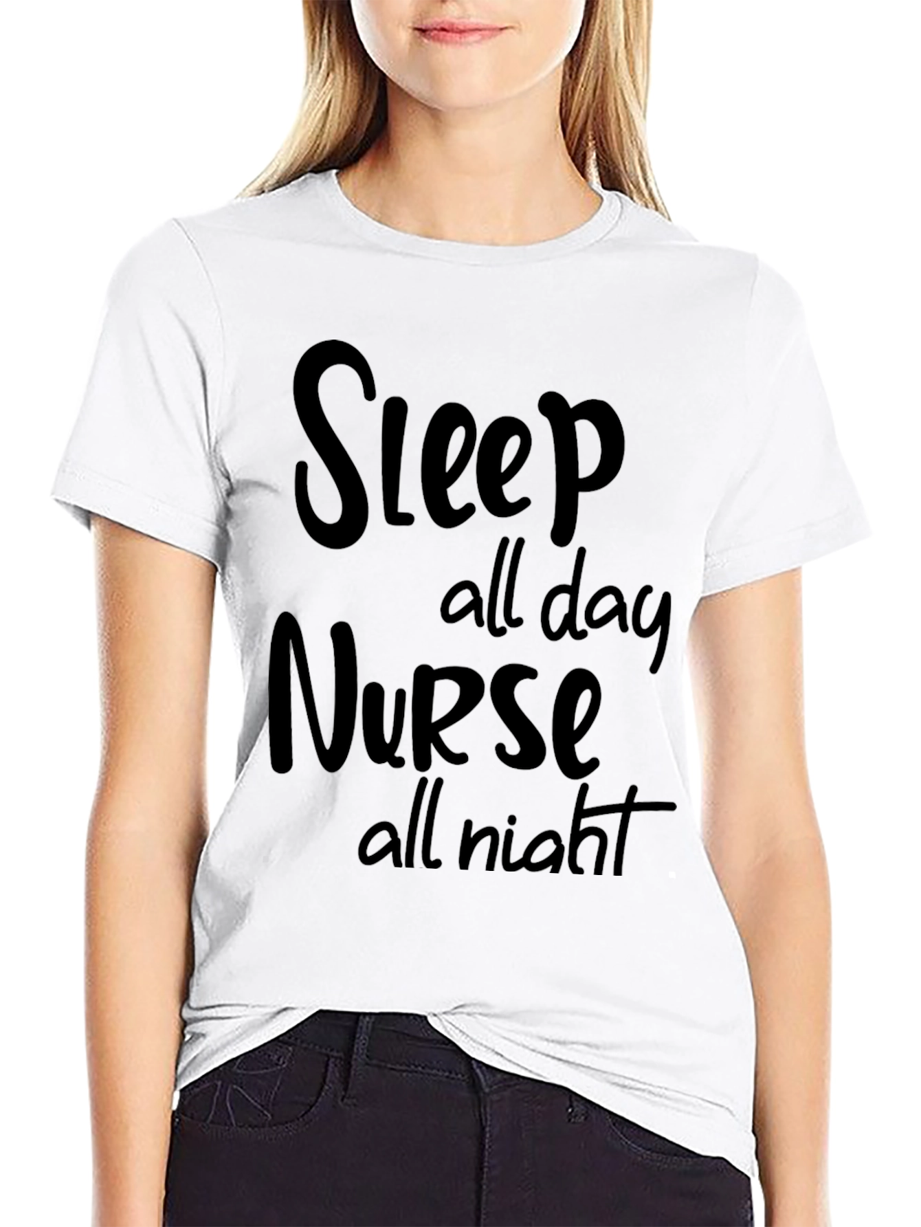 Black Sleep All Day Nurse All Night T-Shirt view 9
