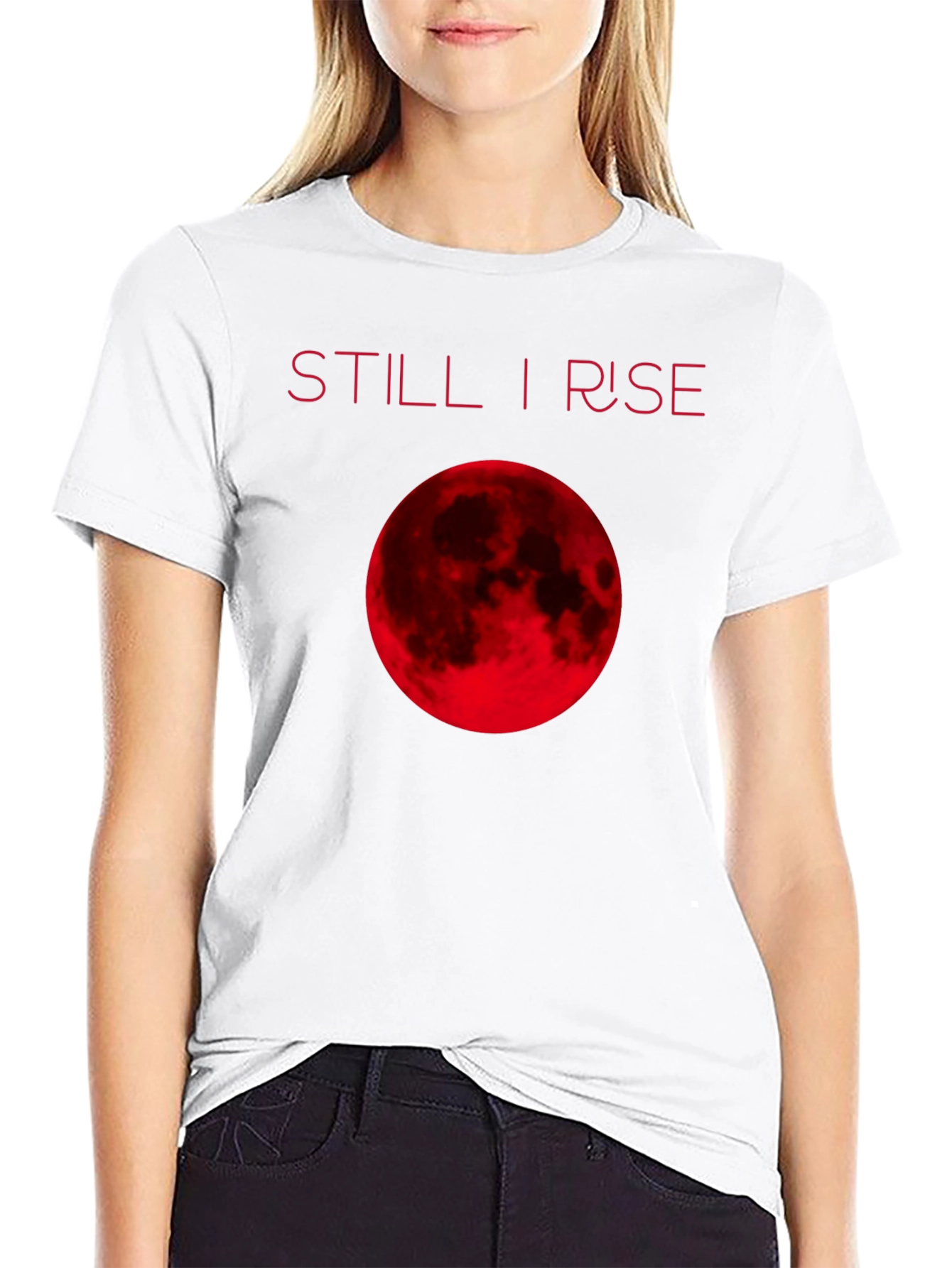 Black Still I Rise Red Moon Graphic T-Shirt view 9
