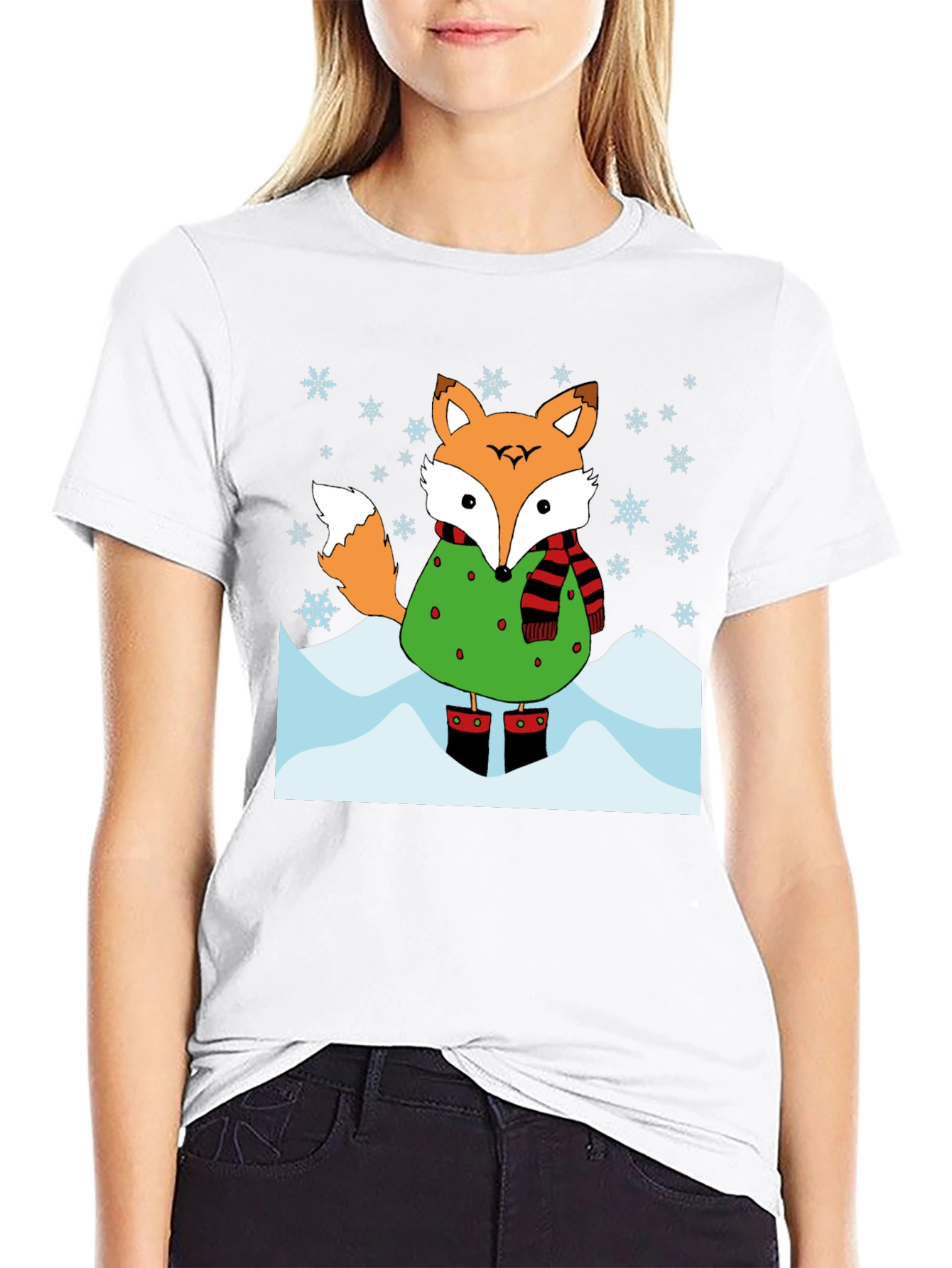 Black Winter Fox Graphic T-Shirt view 9