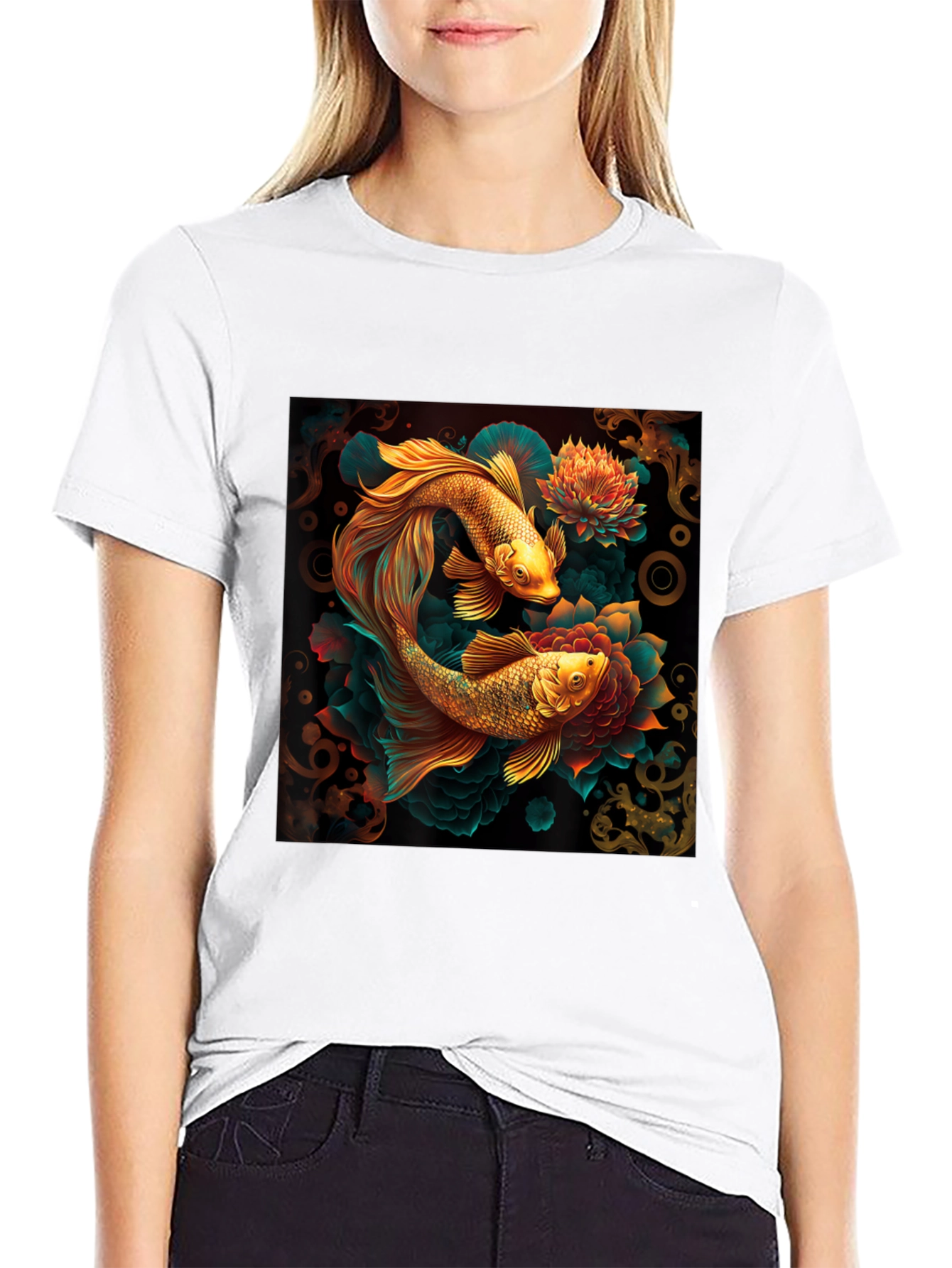 Black Koi Fish Graphic Tee - Artistic Design view 9