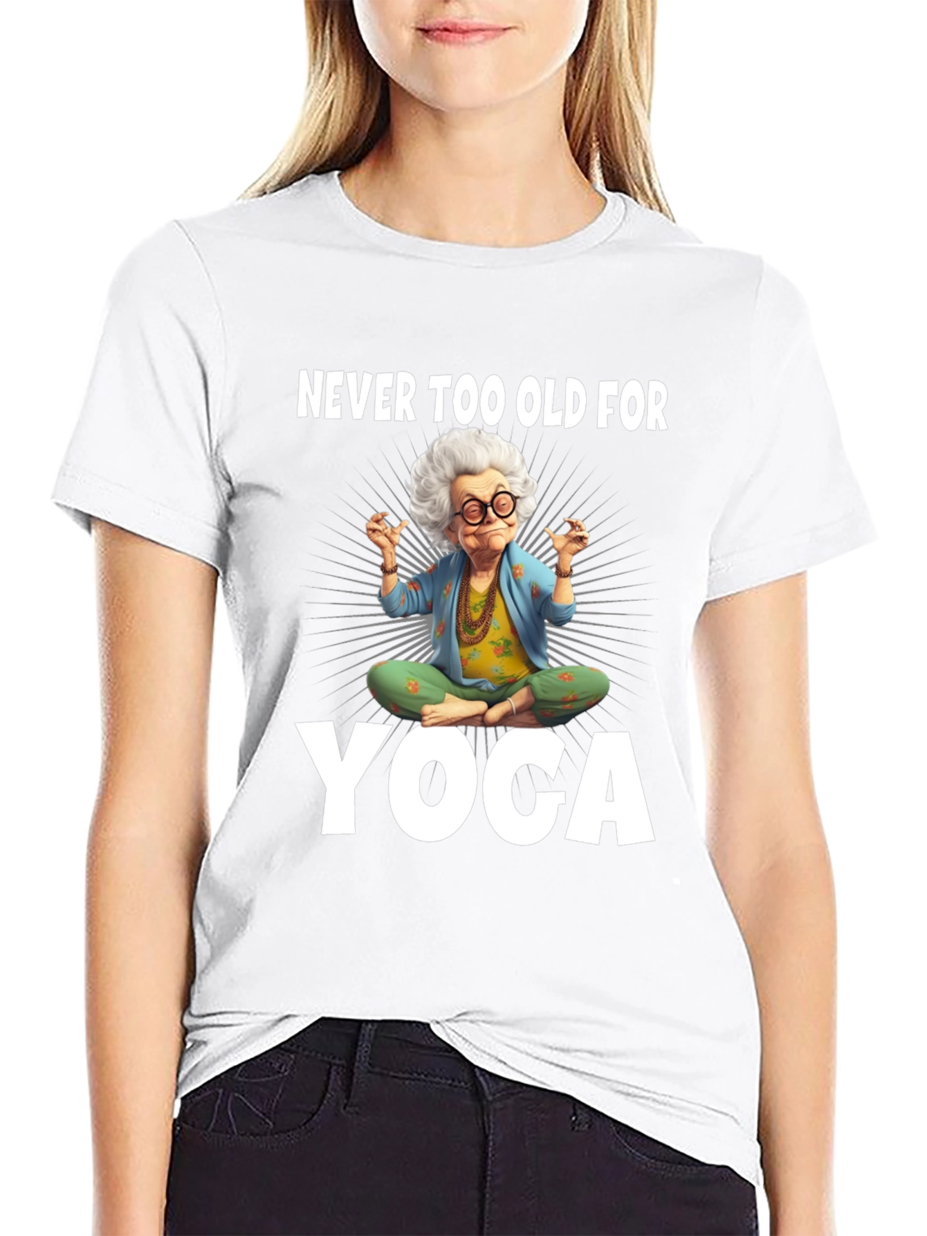 Black Funny Yoga Grandma T-Shirt view 9