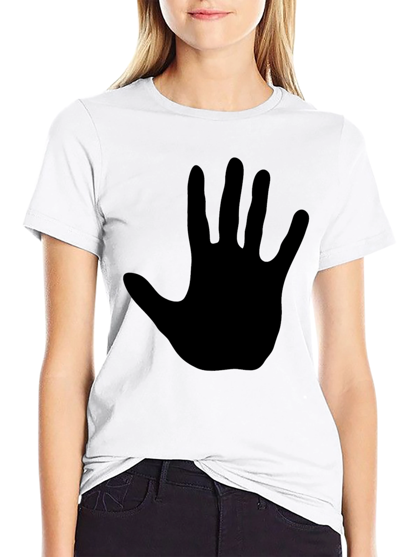 Black Black T-Shirt with Hand Print view 9