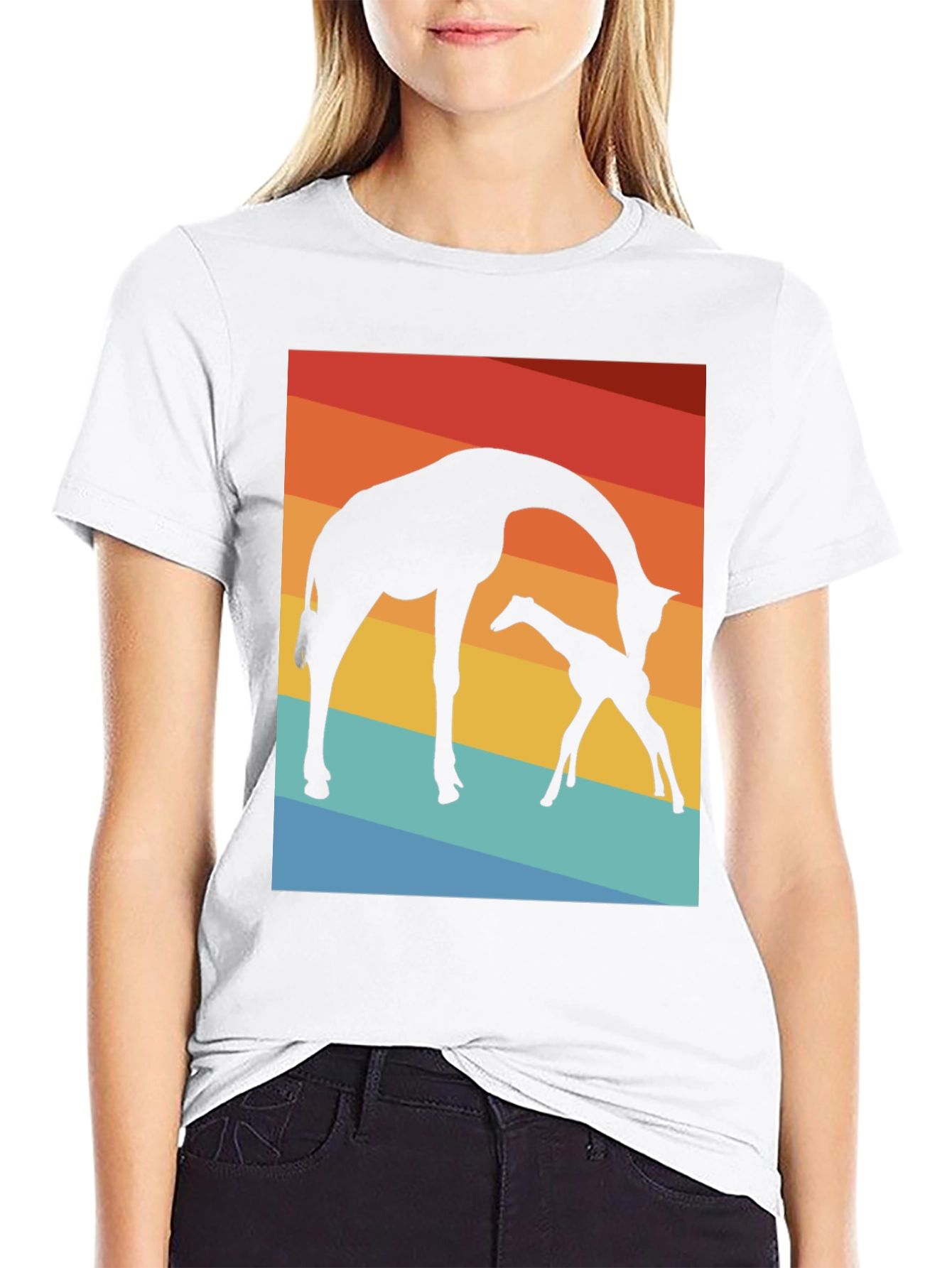 Black Giraffe Silhouette T-Shirt - Sunset Graphic Tee view 9