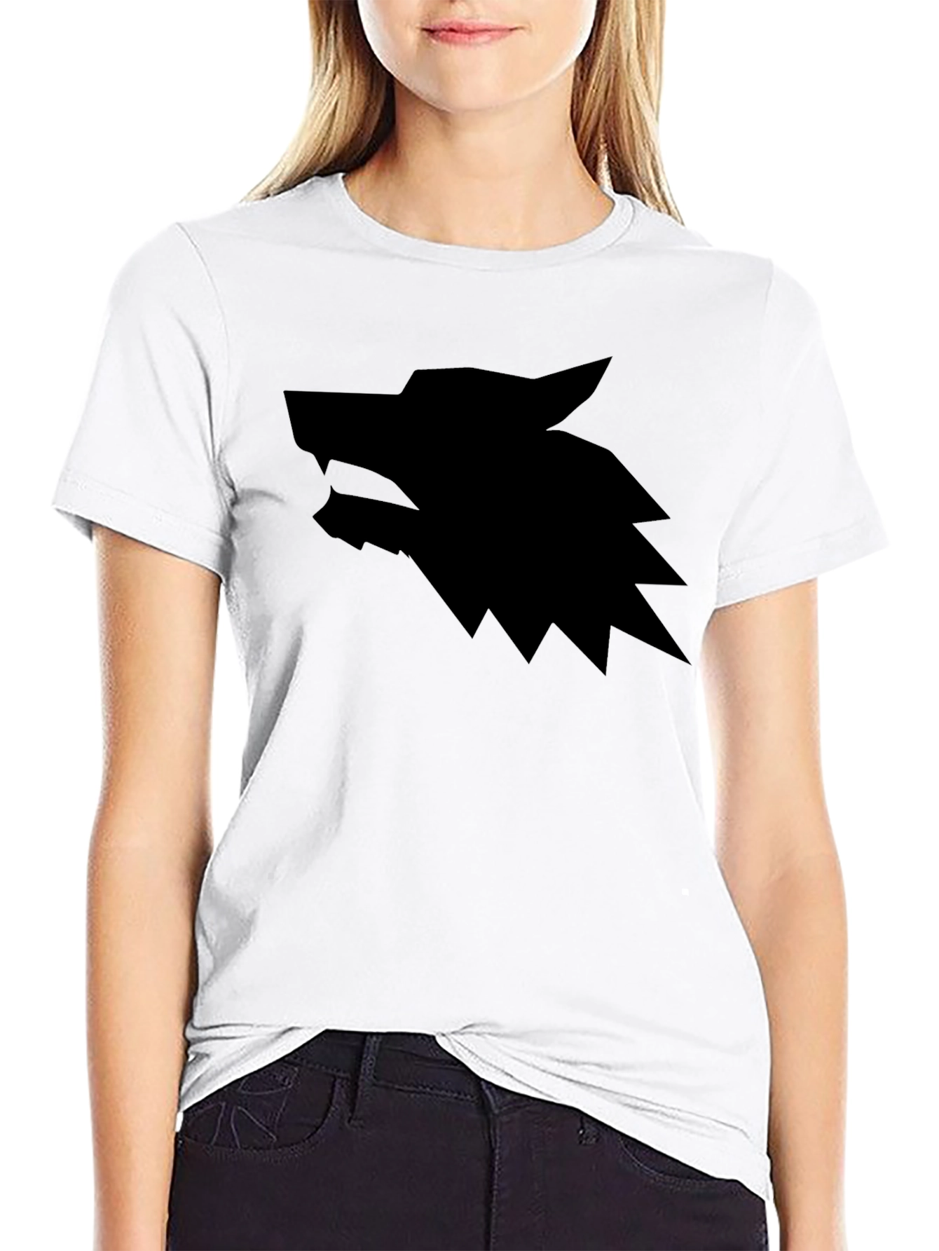 Black Men's Black Wolf Graphic T-Shirt view 9