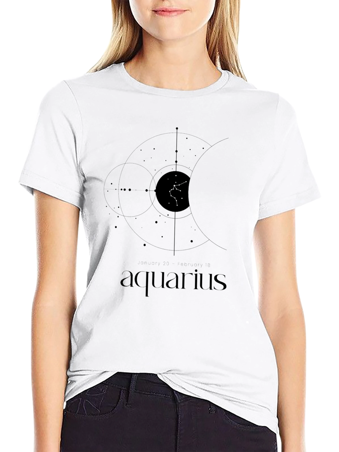Black Aquarius Constellation Graphic Tee - Black view 9