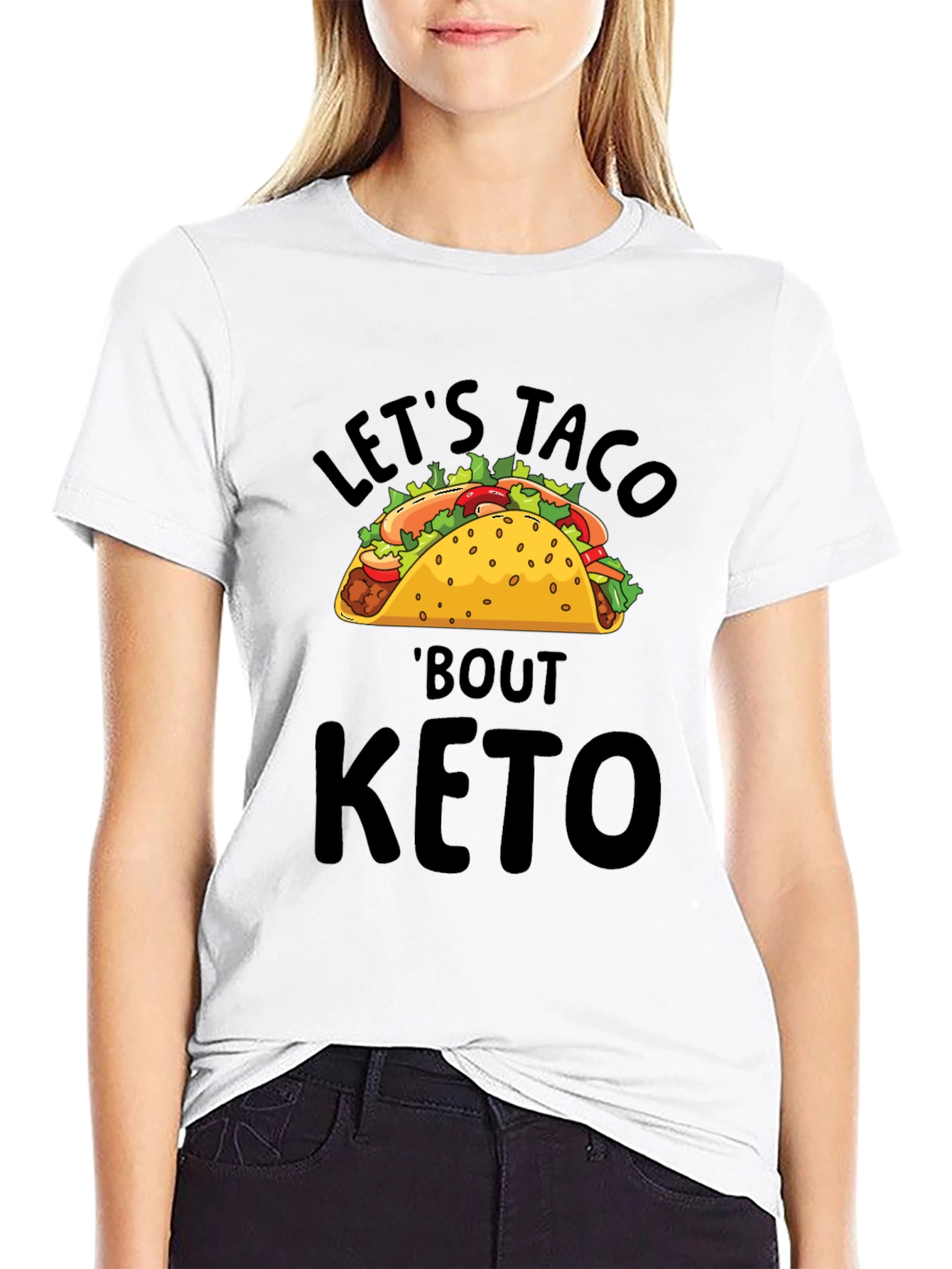 Black Let's Taco 'Bout Keto T-Shirt view 9