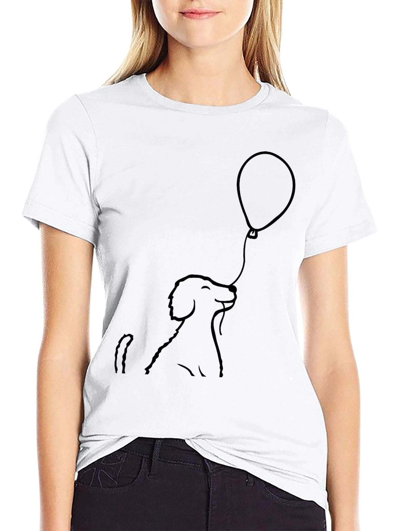 Black Dog with Balloon Graphic Tee - Black view 9