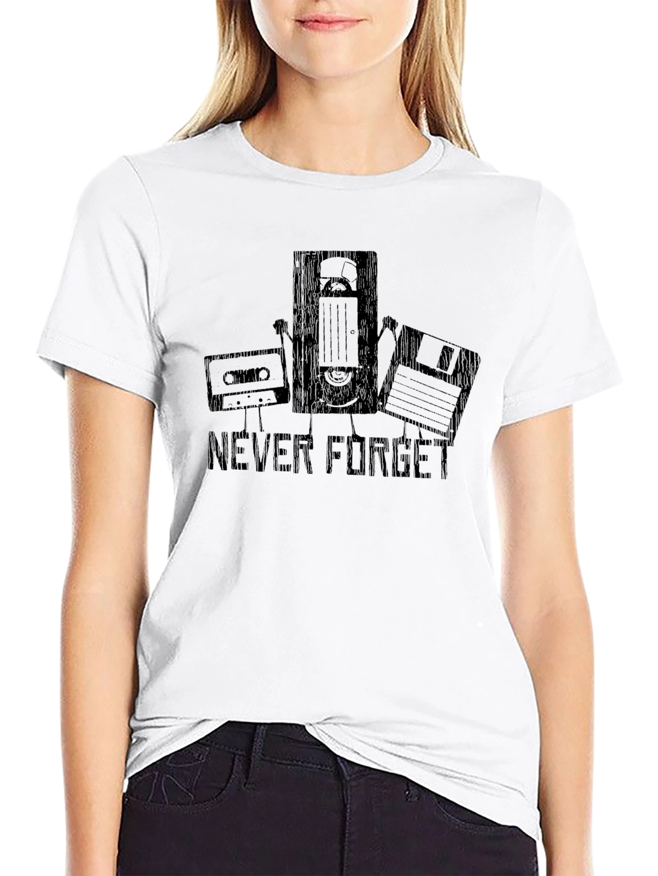 Black Retro Tech Black T-Shirt - Never Forget view 9