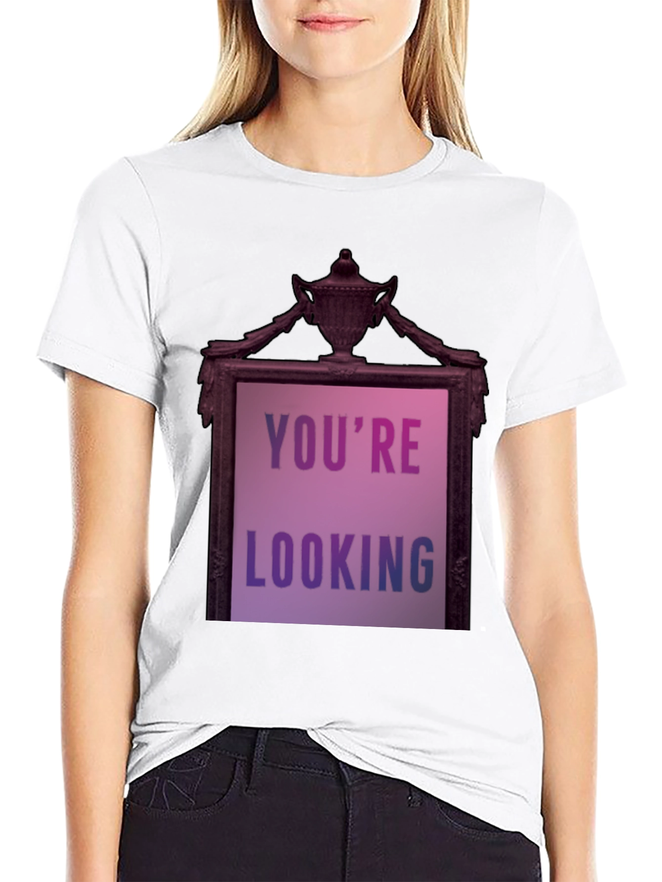 Black Humorous 'You're Looking' Graphic Tee view 9