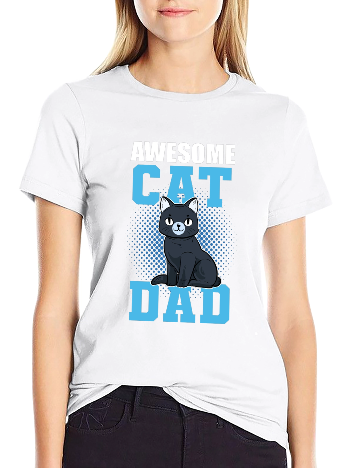 Black Awesome Cat Dad Graphic Tee view 9
