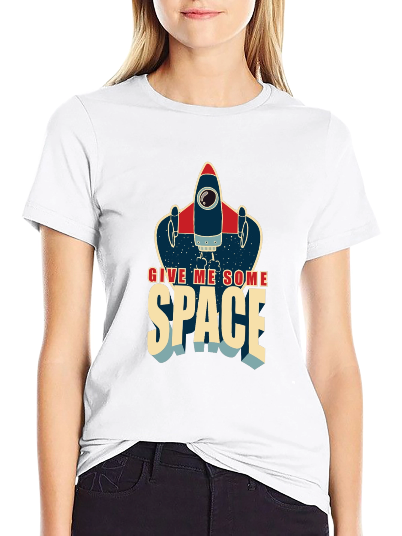 Black Give Me Some Space Rocket T-Shirt view 9