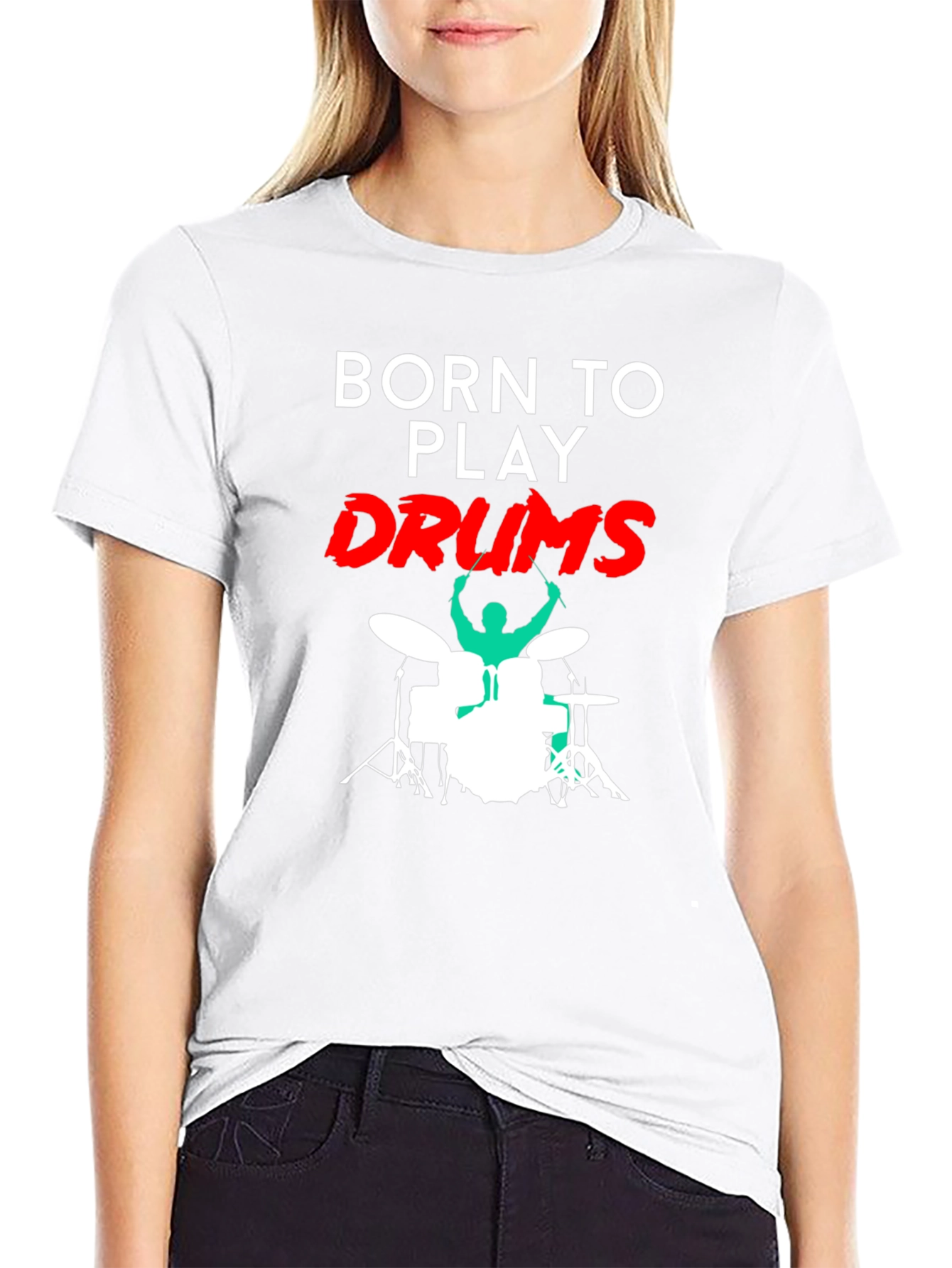 Black Born to Play Drums Black T-Shirt view 9