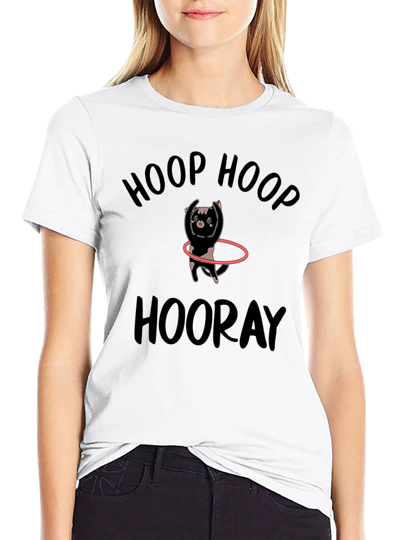 Black Hoop Hoop Hooray Cat T-Shirt view 9