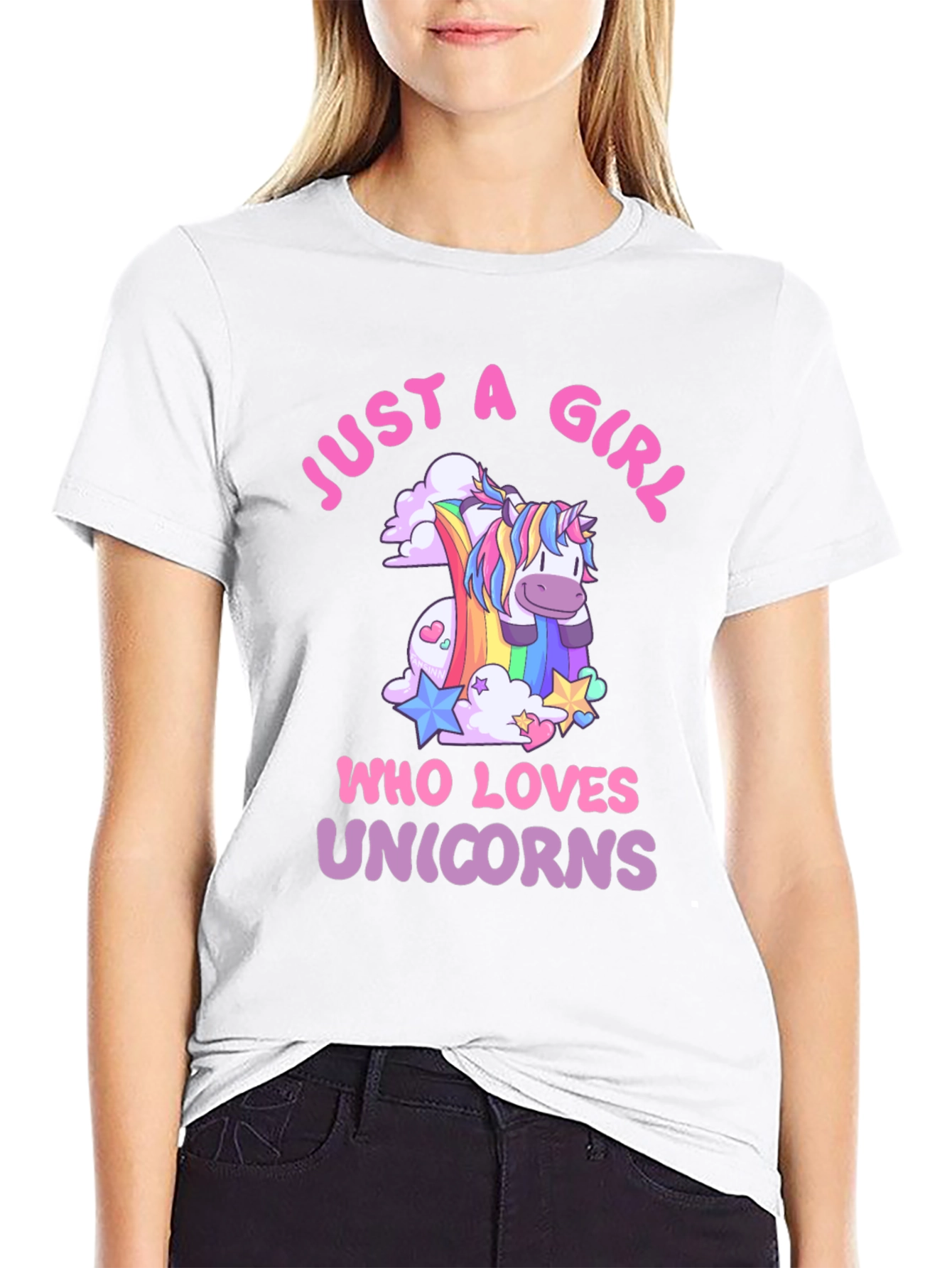 Black Just A Girl Who Loves Unicorns T-Shirt view 9