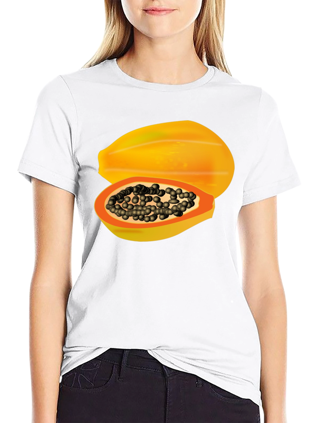 Black Papaya Graphic Tee - Tropical Fruit T-Shirt view 9